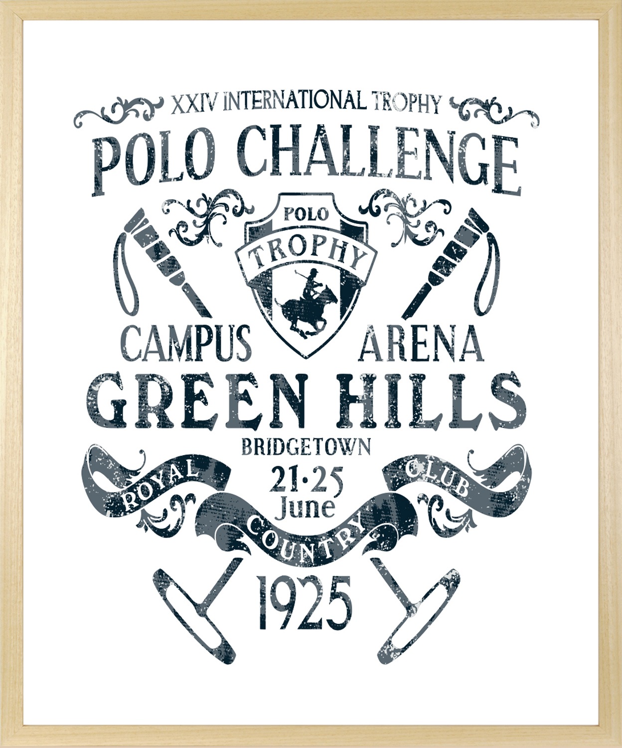 queence Bild mit Rahmen "Vintage Wappen Polo Challenge" Großbritannien  Sch günstig online kaufen