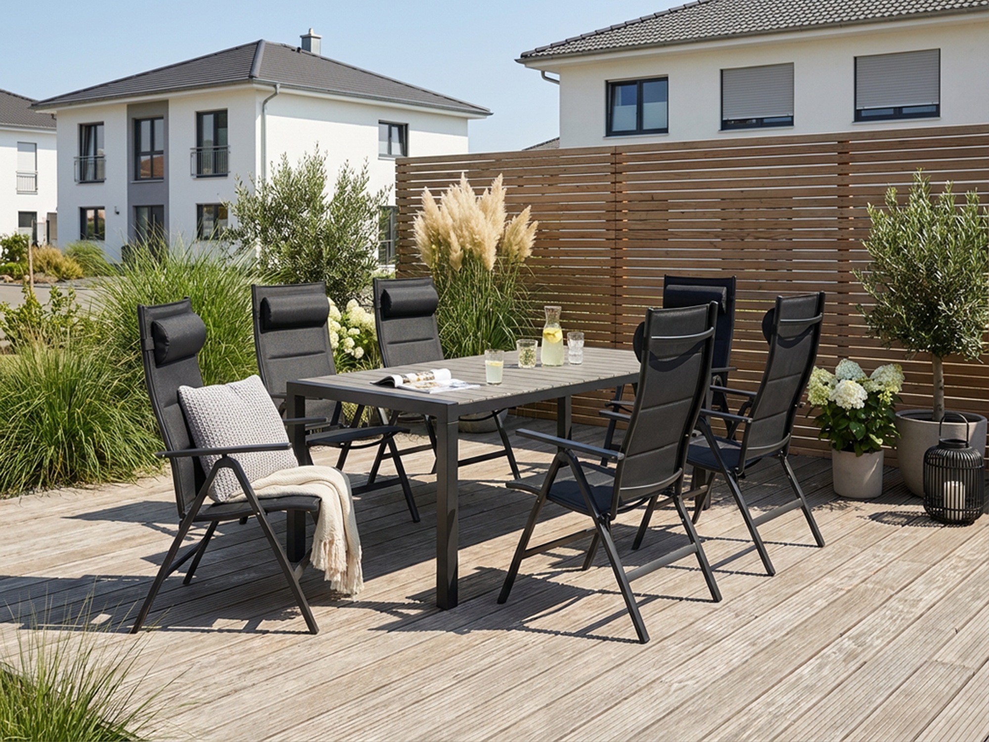 KONIFERA Garten-Essgruppe »»Melbourne«« Set, 7-tlg. Tischgruppe, 7 Stk. tlg. mit ausziehbarem Tisch 163 - 213cm und verstellbaren Stühlen