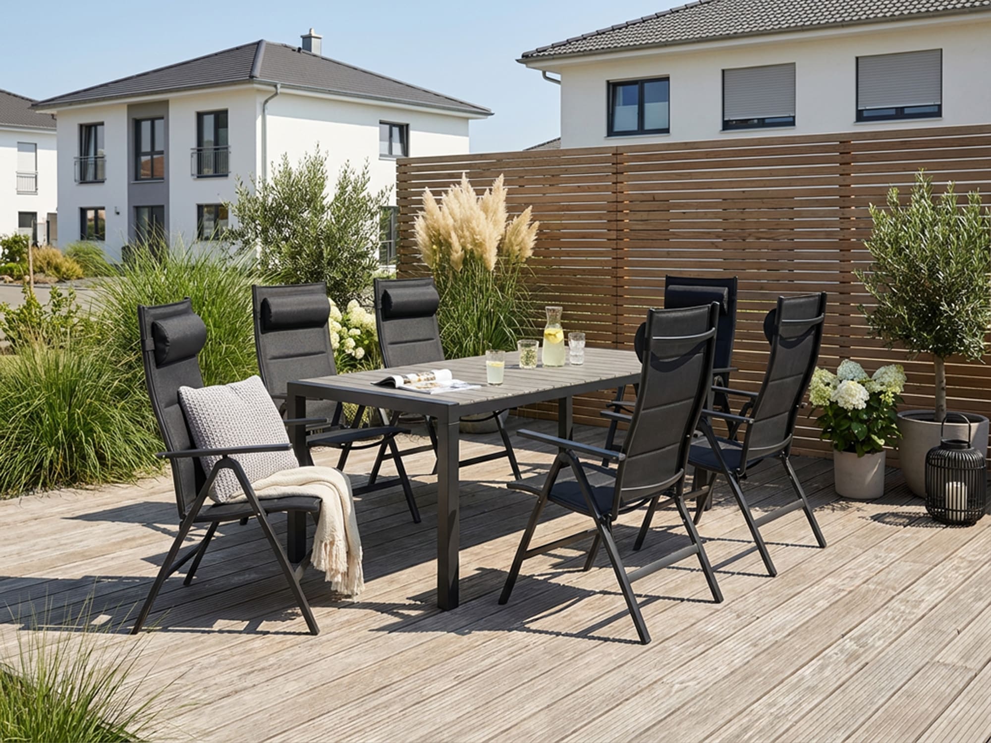 KONIFERA Garten-Essgruppe ""Melbourne"" Set, 7-tlg. Tischgruppe, 7 Stk. tlg. mit ausziehbarem Tisch 163 - 213cm und verstellbaren Stühlen