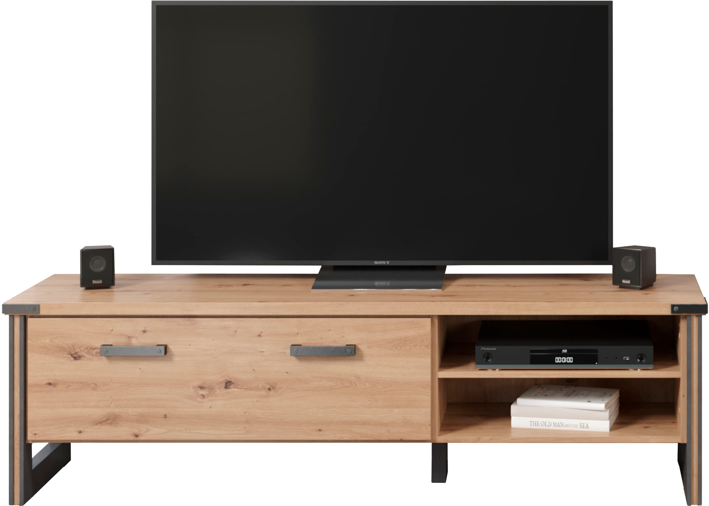 Home affaire Lowboard "Mia" 1 Stk. tlg. Echtholzoptik, Eiche, 178 cm breite günstig online kaufen