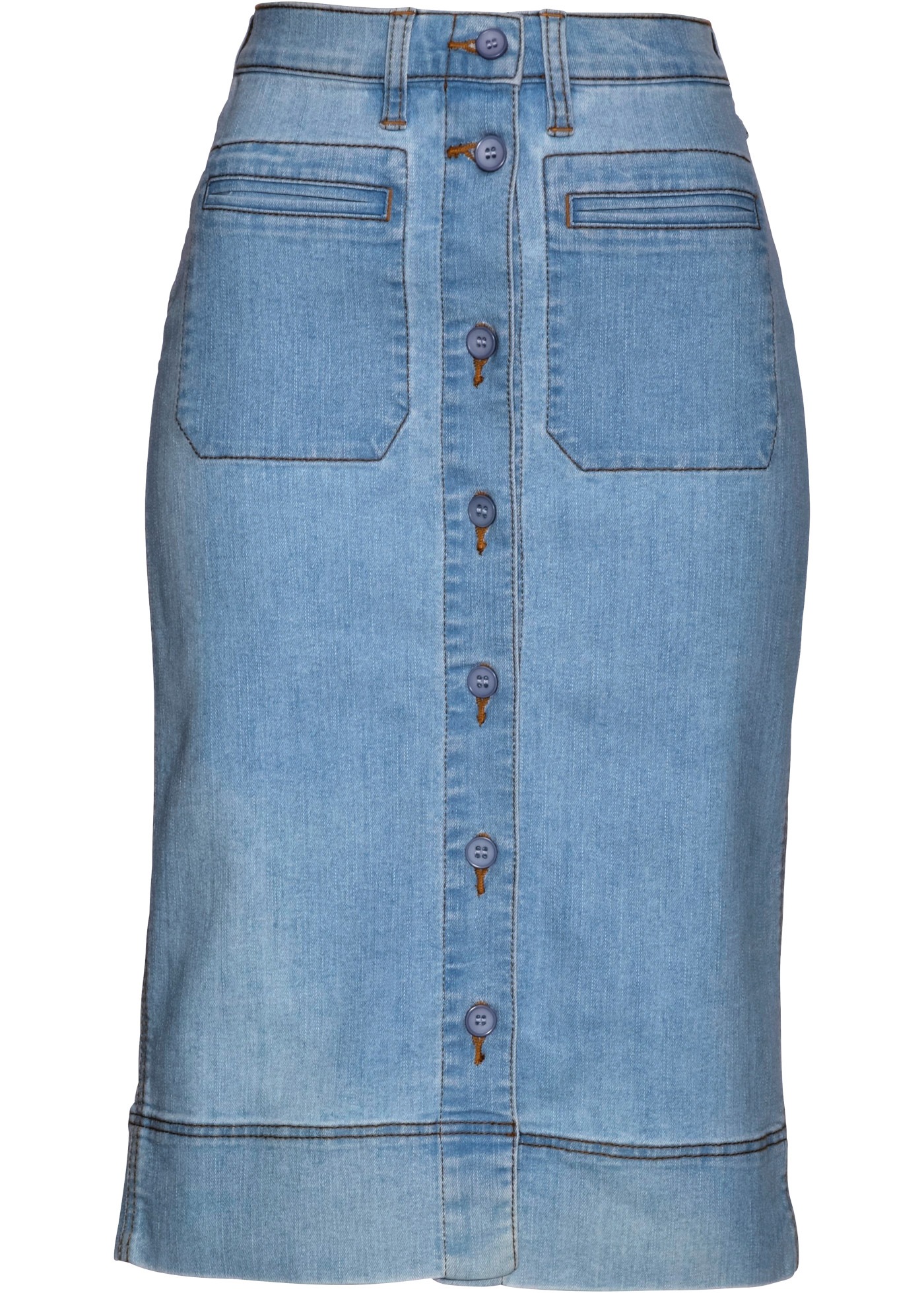 bonprix Jeansrock schmale Passform, mit Knopfleiste