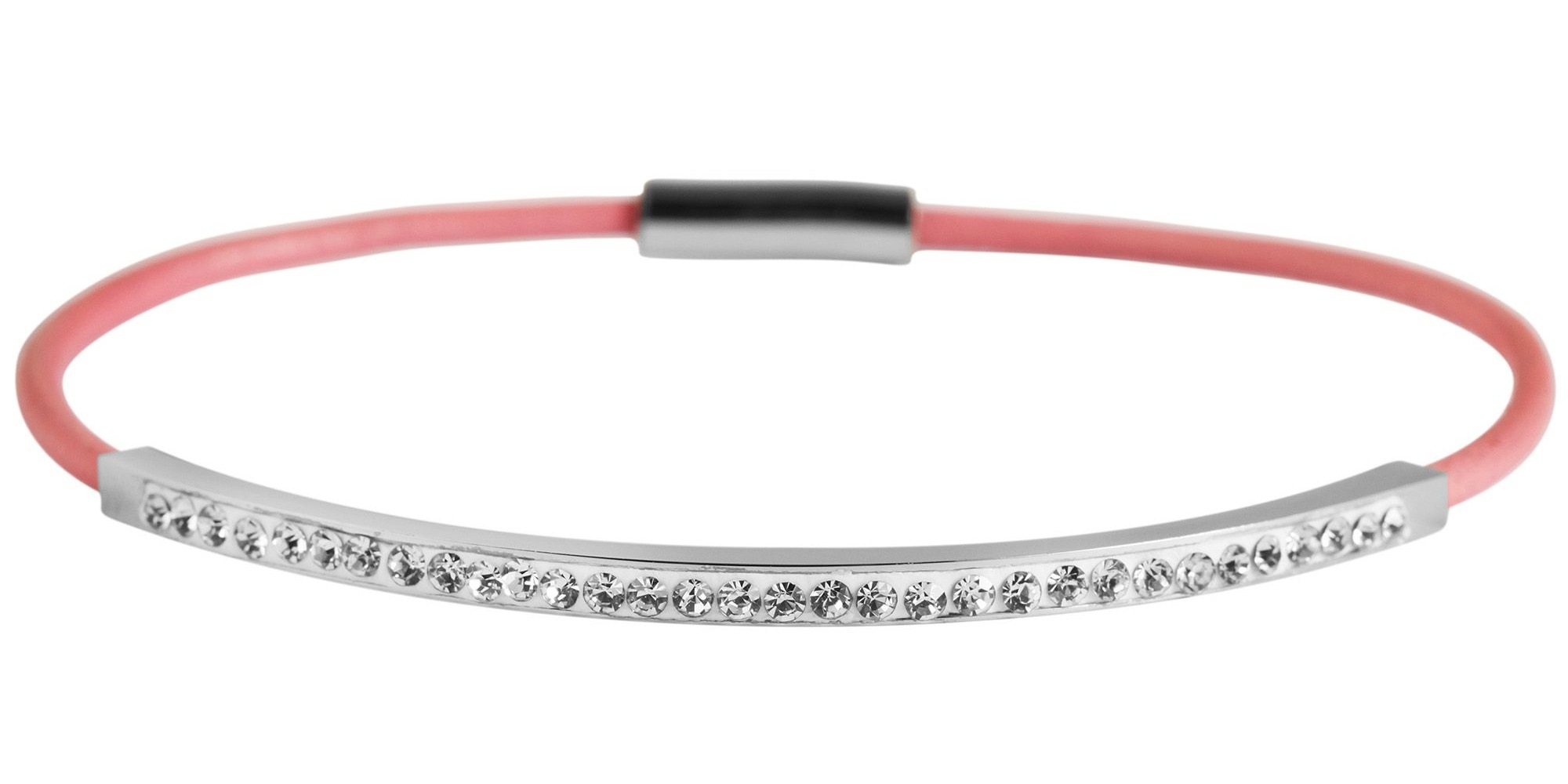 ADELIA ́S Damen Armband "Armband aus Leder mit Strass Steinchen 18 cm", 18cm, Leder, rosa, Leder, Armbänder, Schöne Geschenkidee zum Muttertag