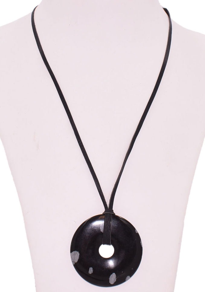 Firetti Kette mit Anhänger »Schmuck Geschenk Donut«, Made in Germany - mit Onyx, Aventurin, Dalmatiner Jaspis oder Obsidian