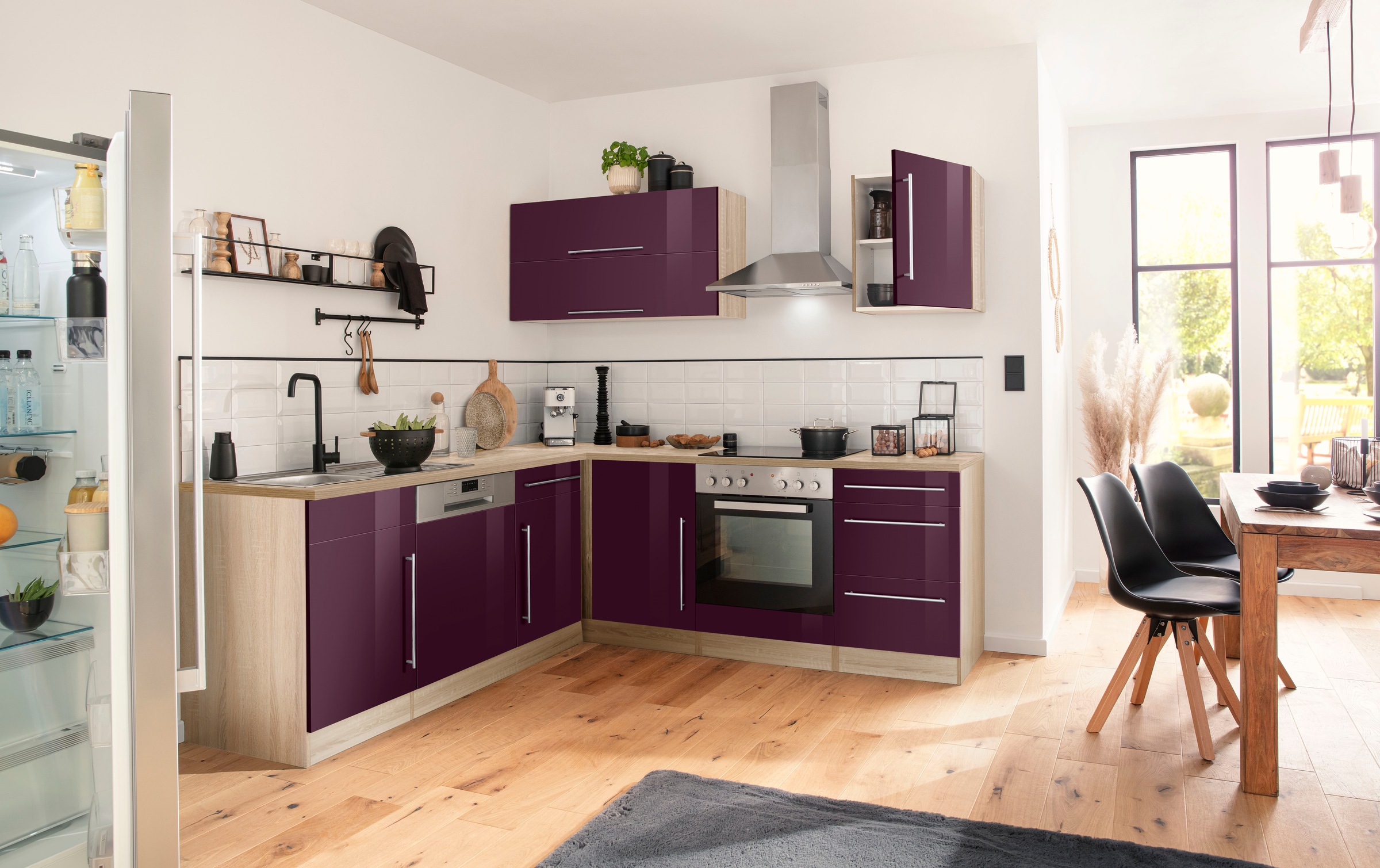 KOCHSTATION Winkelküche »Samos«, mit E-Geräten, Stellbreite 220/220 cm