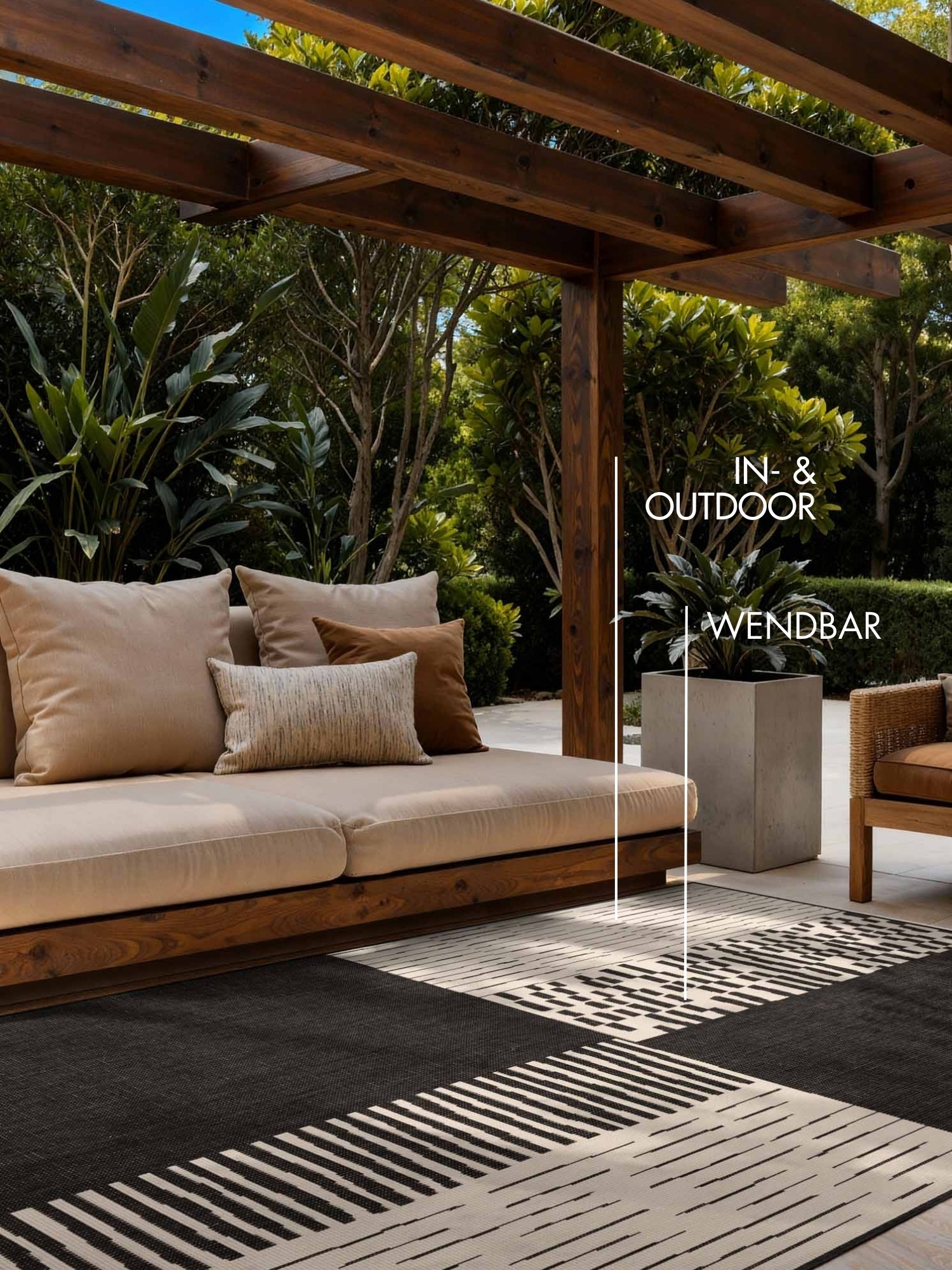 Teppich TED BAKER "Acacia, Wendeteppich", schwarz weiß, B:160cm H:8mm L:230cm, Polypropylen, Teppiche, Teppich, Designteppich, Wetterfest, Pflegeleicht, Modern, Wohnzimmer, Terrasse 2