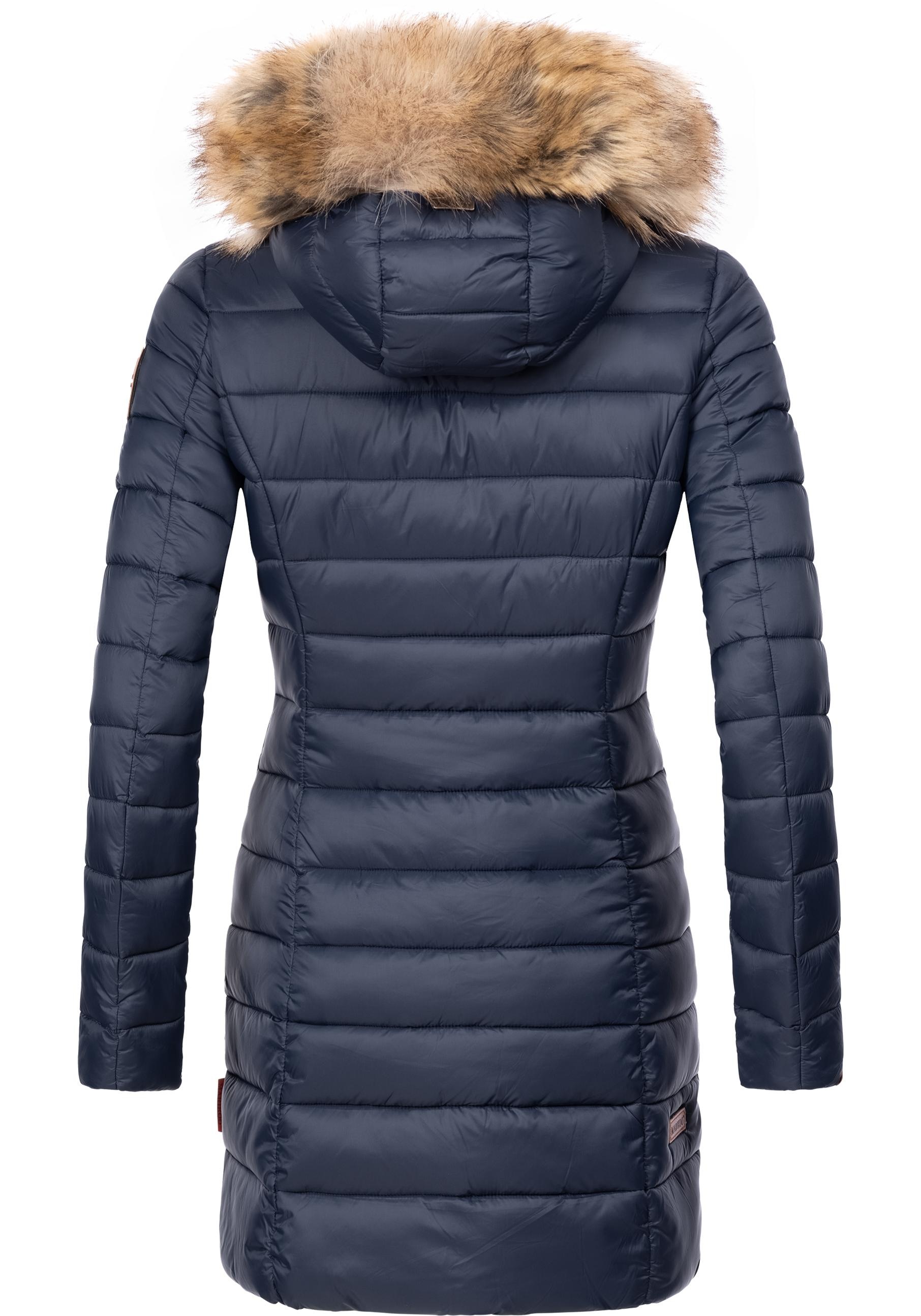Marikoo Steppmantel »Rose-Stepp«, zeitloser Winterparka mit großer Kunstfellkapuze