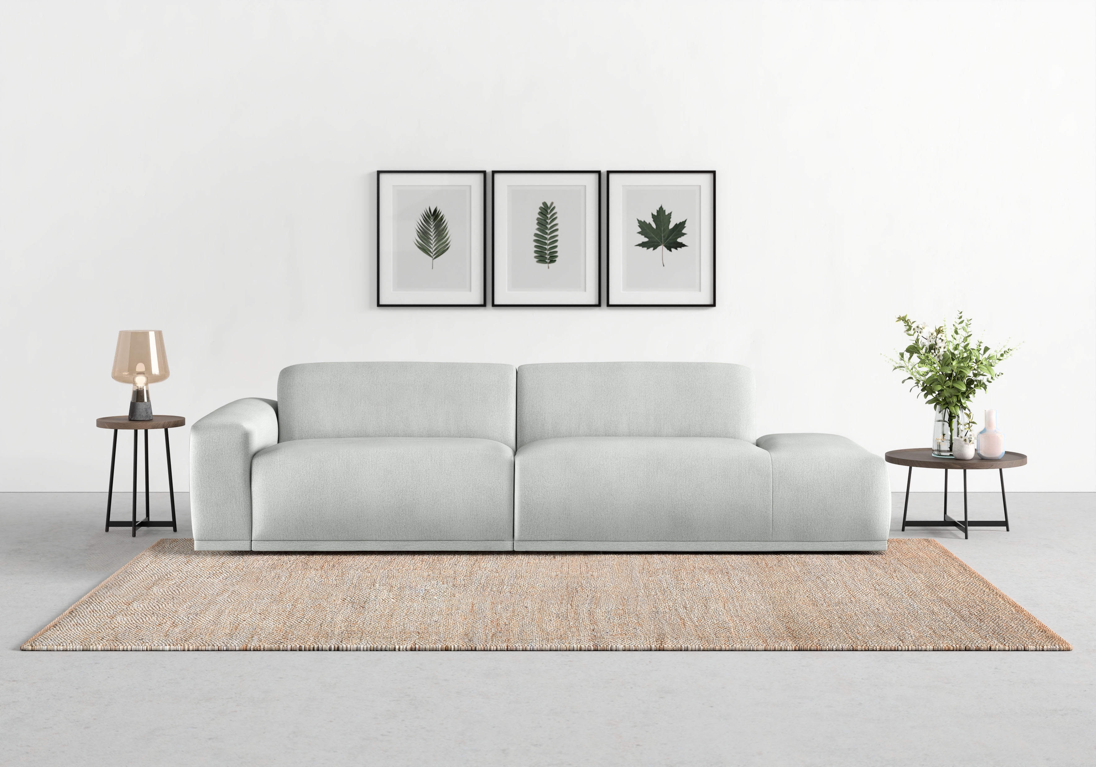 TRENDMANUFAKTUR Big-Sofa "Braga, mit hochwertigem Kaltschaum, Megasofa, Japandi-Design" modernes Big-Sofa, Couch mit hohem Sitzkomfort, 277/72/107 cm (B/H/T)