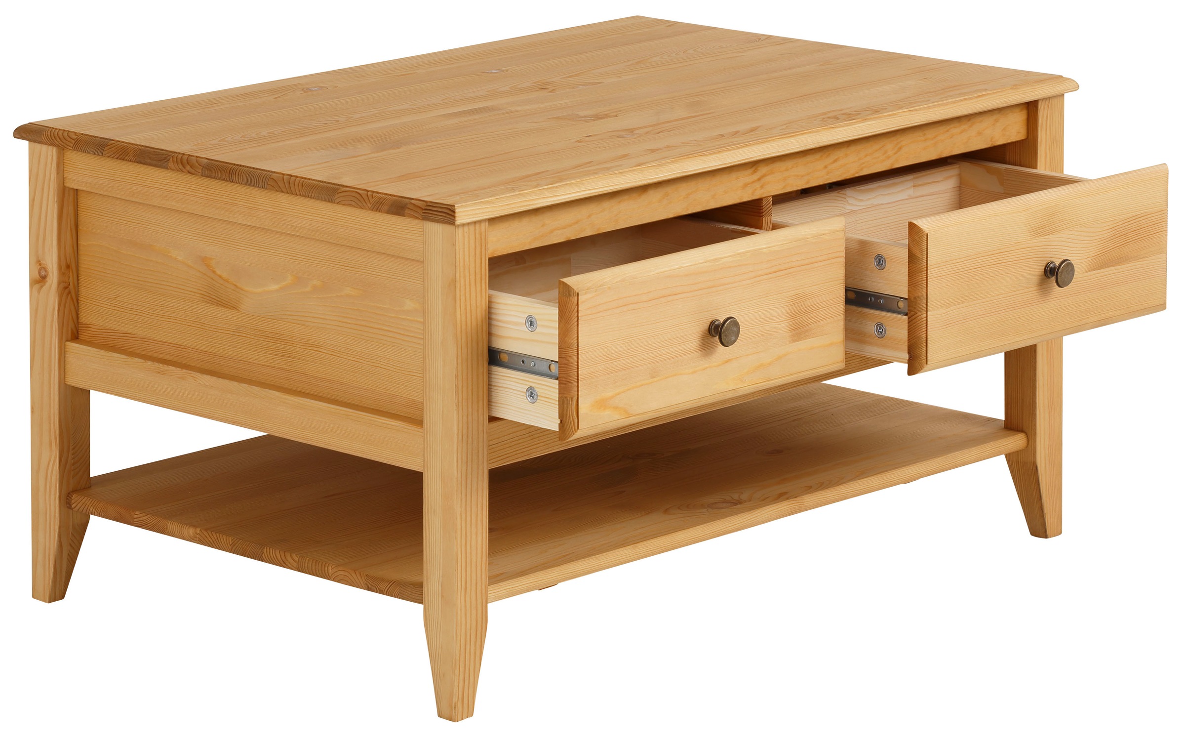 Home affaire Couchtisch »Leonis«, Breite 89 cm, mit Schubladen und Ablageboden, aus massiver Kiefer