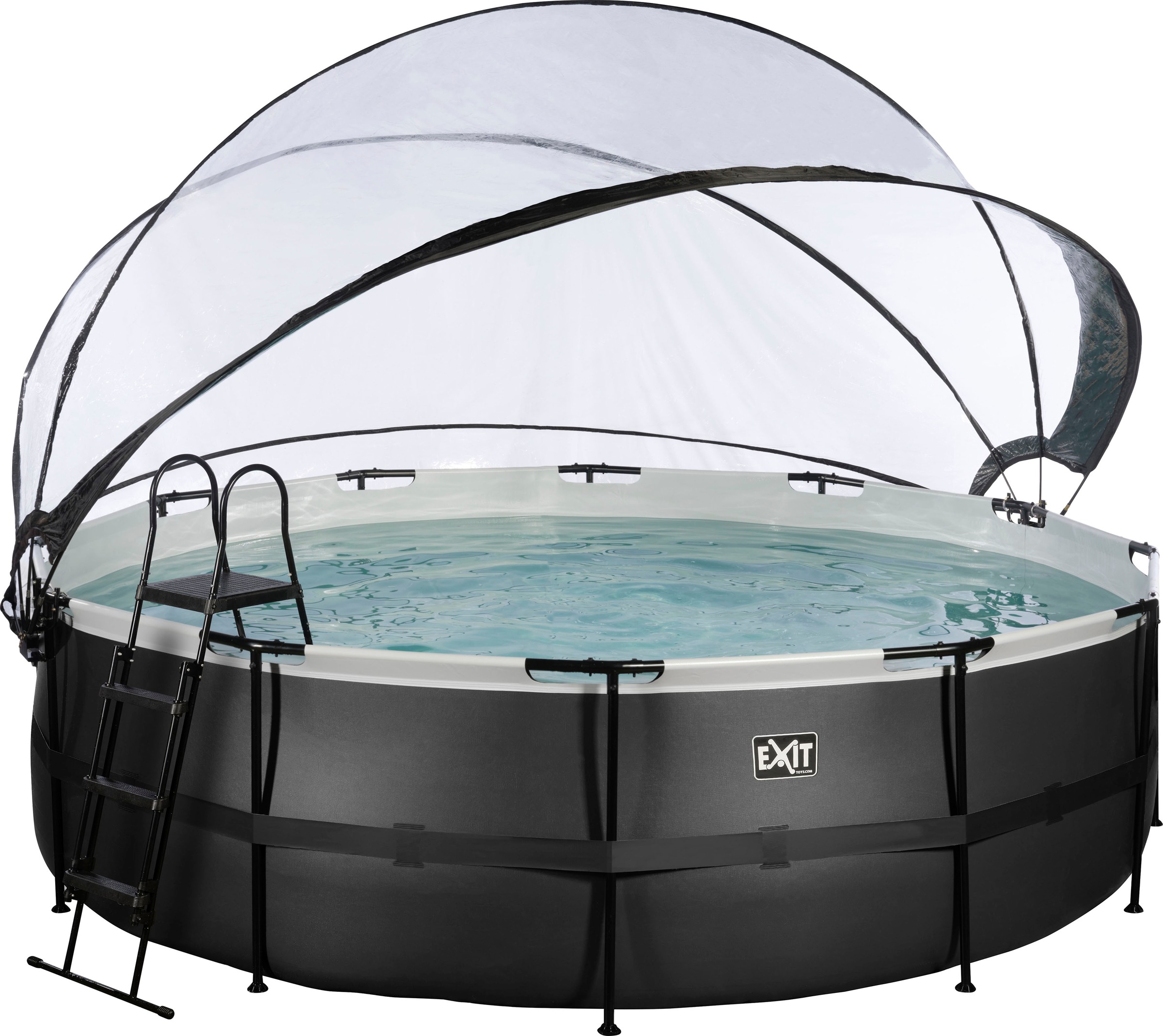 Framepool EXIT, H:122cm Ø:488cm, schwarz, Schwimmbecken, "inkl. multifunktionaler Poolabdeckung", ØxH: 488x 122 cm, mit Sandfilteranlage und