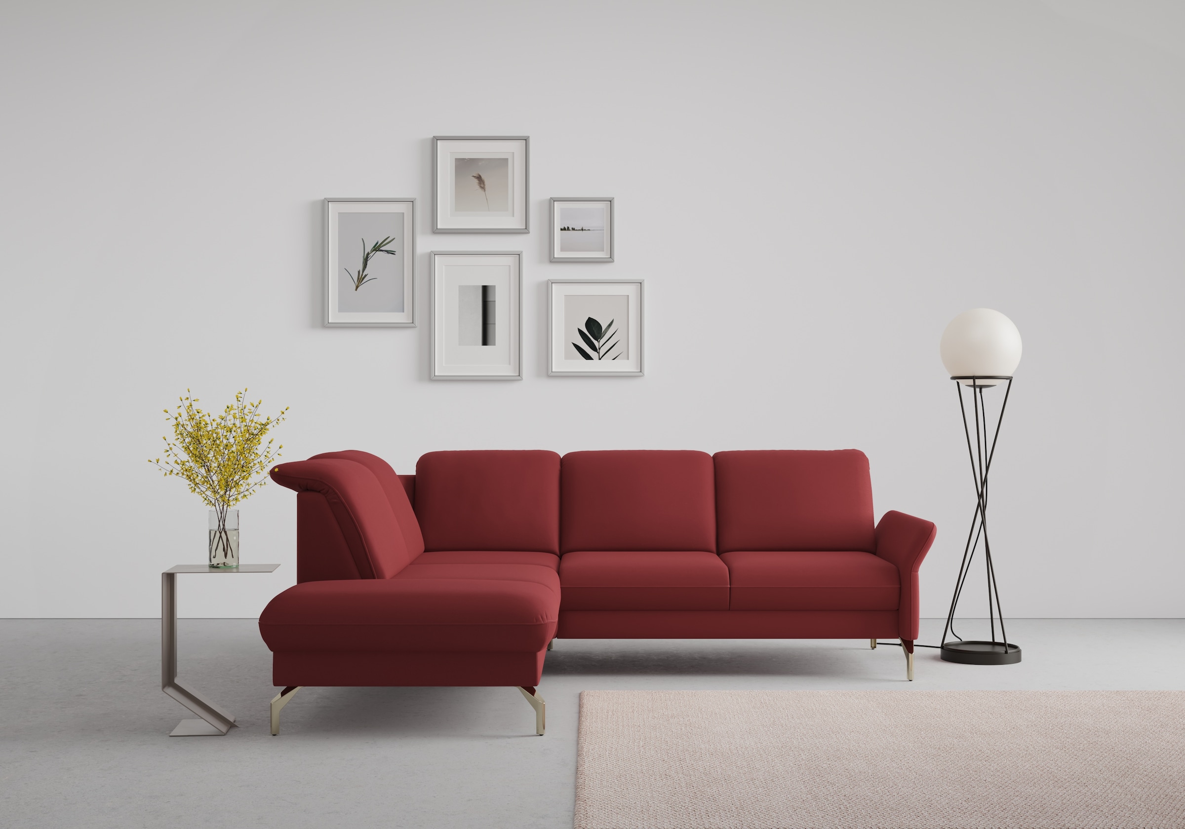 sit&more Ecksofa »Fashion L-Form« wahlweise mit Kopfteilverstellung, Vorziehsitz, motorisch, Nickelfüße