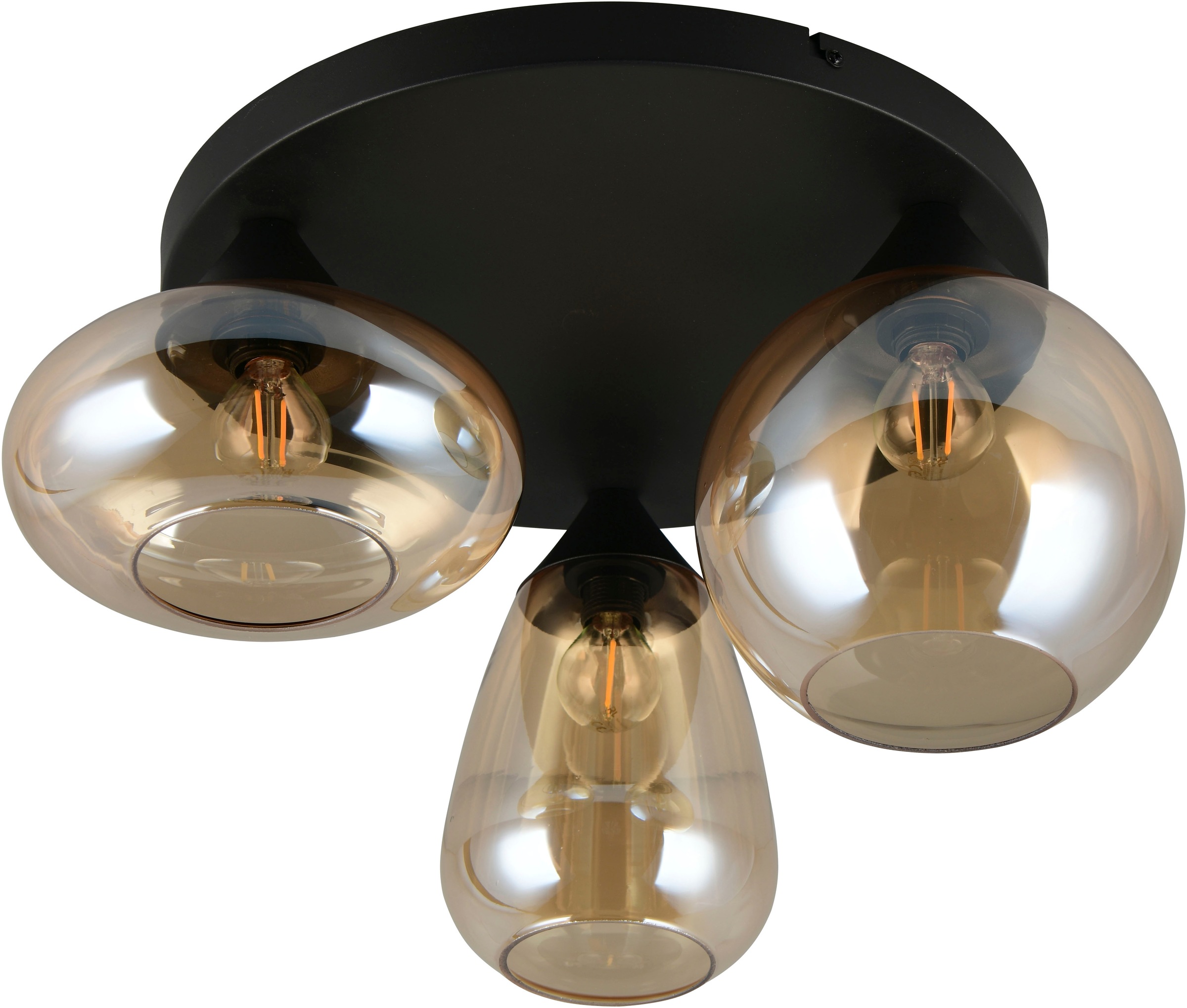 TRIO Leuchten Deckenleuchte »Lumina, Deckenlampe 3-flammig mit Glasschirm, exkl 3x E14 , max 10W« E14 1 Stk. warmweiß - kaltweiß Ø 49 cm Höhe 25 cm, spiegelnde Glas Lampenschirme in 3 modernen Formen