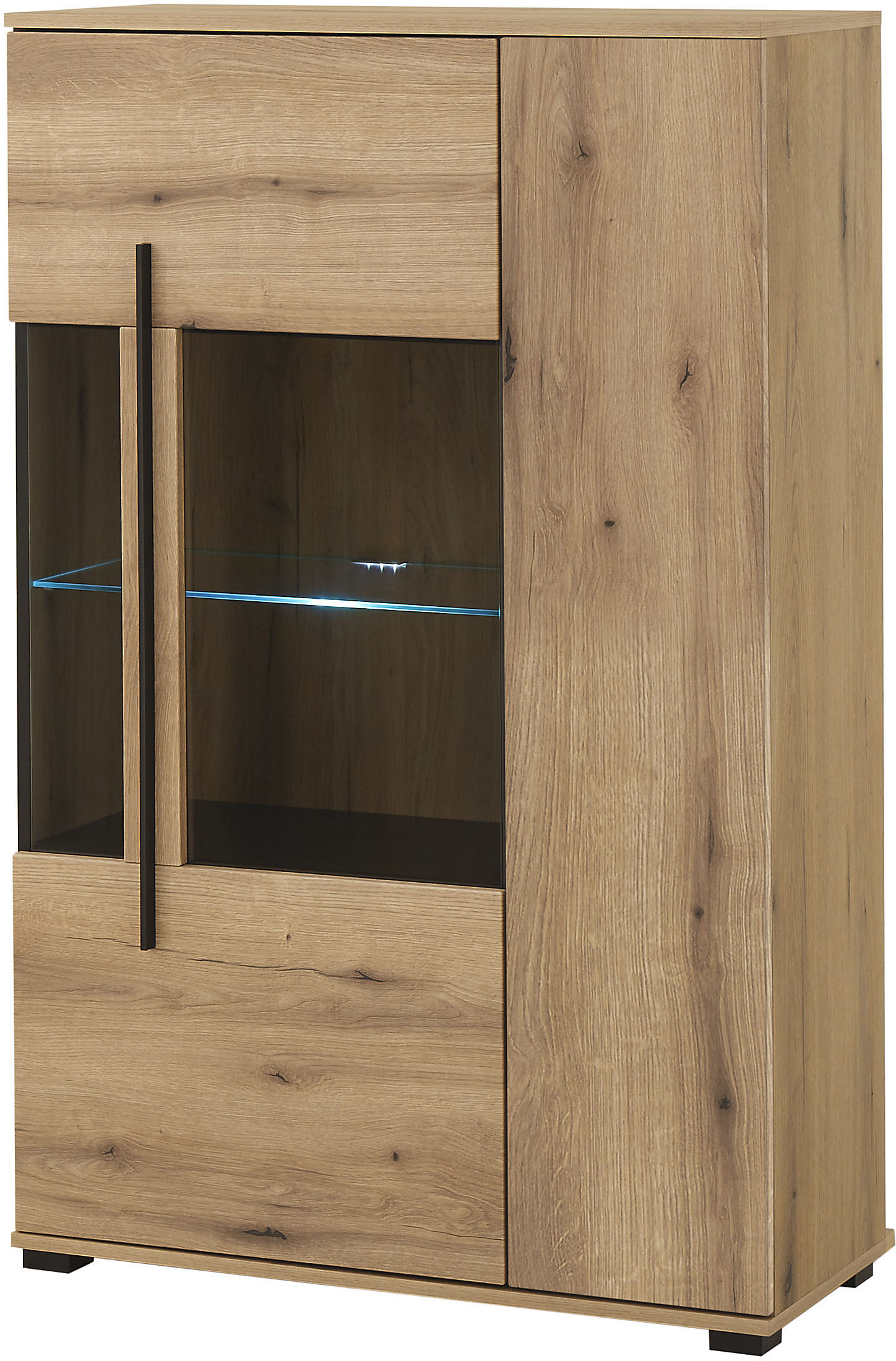 Thumbnail - INOSIGN Vitrine "Cantara, Vitrinenschrank in Eiche Evoke oder weiß, Standvitrine" schwarzer Stangengriff, ausreichend St...