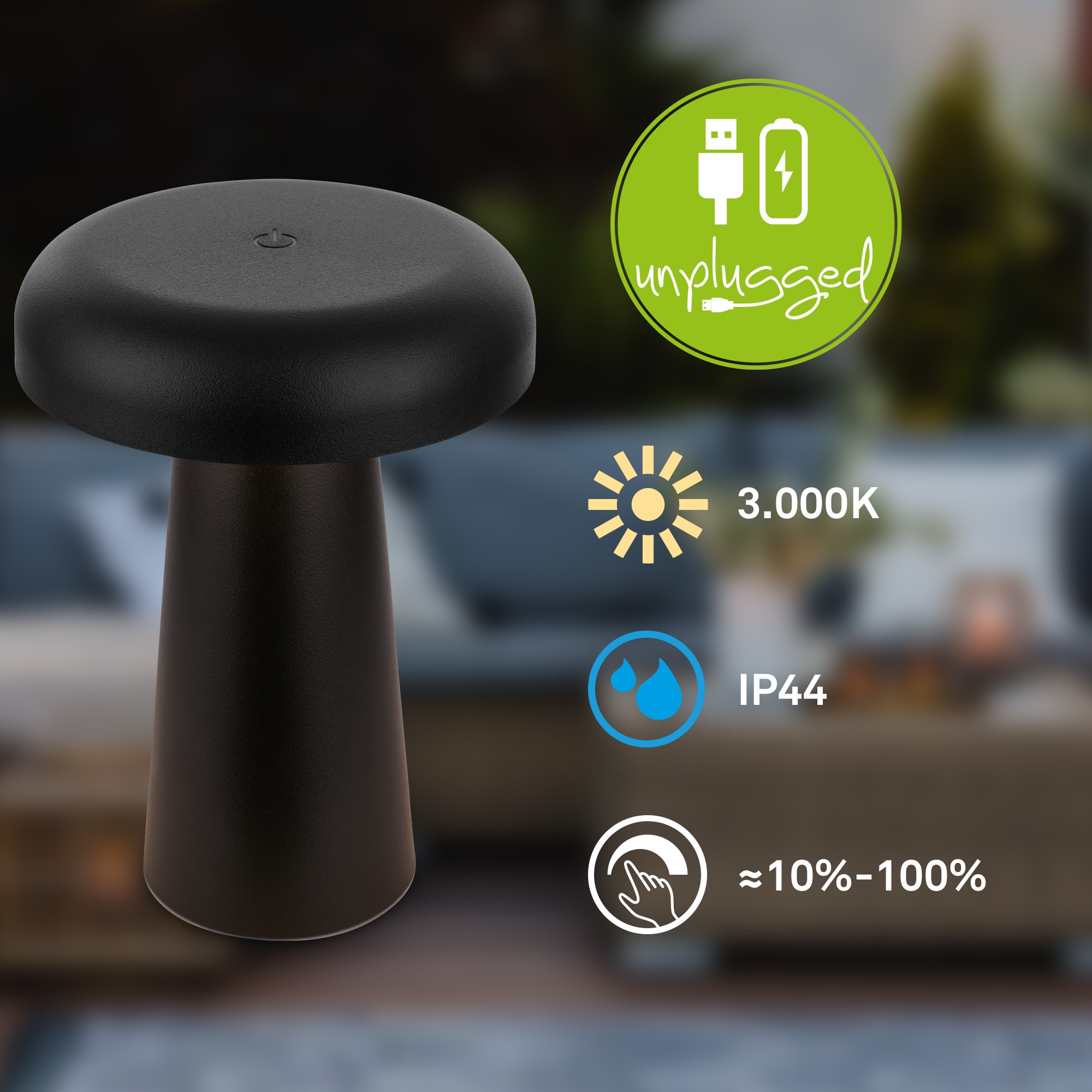 Briloner Leuchten LED Außen-Tischleuchte »CLOUD« LED-Modul 1 Stk. Warmweiß 12x17 cm, Akku tauschbar, Indoor/Outdoor, Wohnzimmer, Flur, Balkon