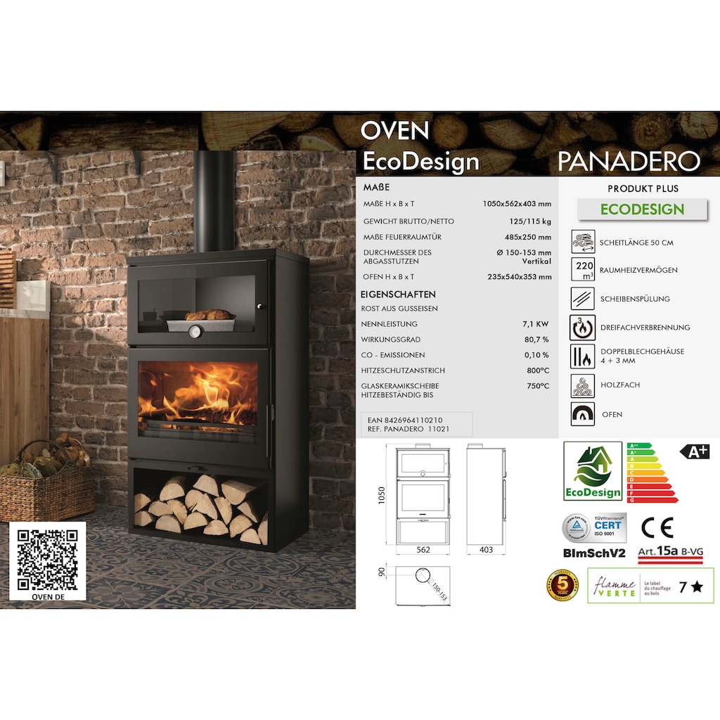 Panadero Kaminofen »Kaminofen Oven Ecodesign«