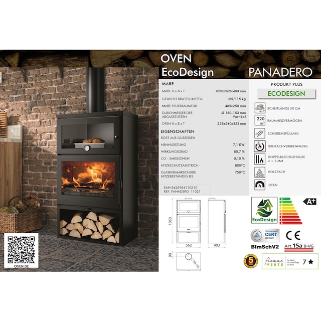 Panadero Kaminofen »Kaminofen Oven Ecodesign« auf Rechnung | BAUR