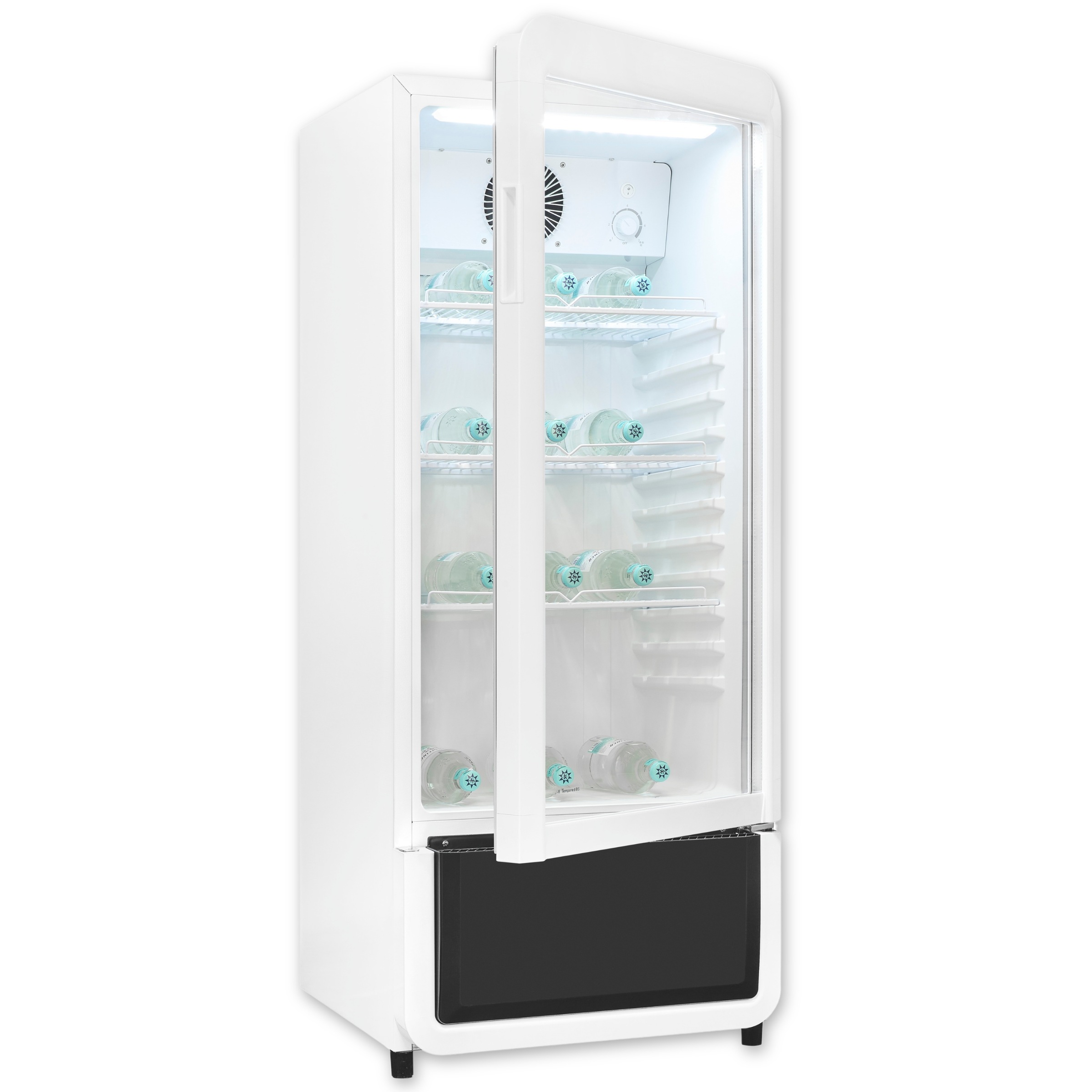 exquisit Getränkekühlschrank "GKS180-GT-431D weiss" 132,5 cm hoch 54 cm breit mit Umluftventilator für gleichmäßig gekühlte Getränke
