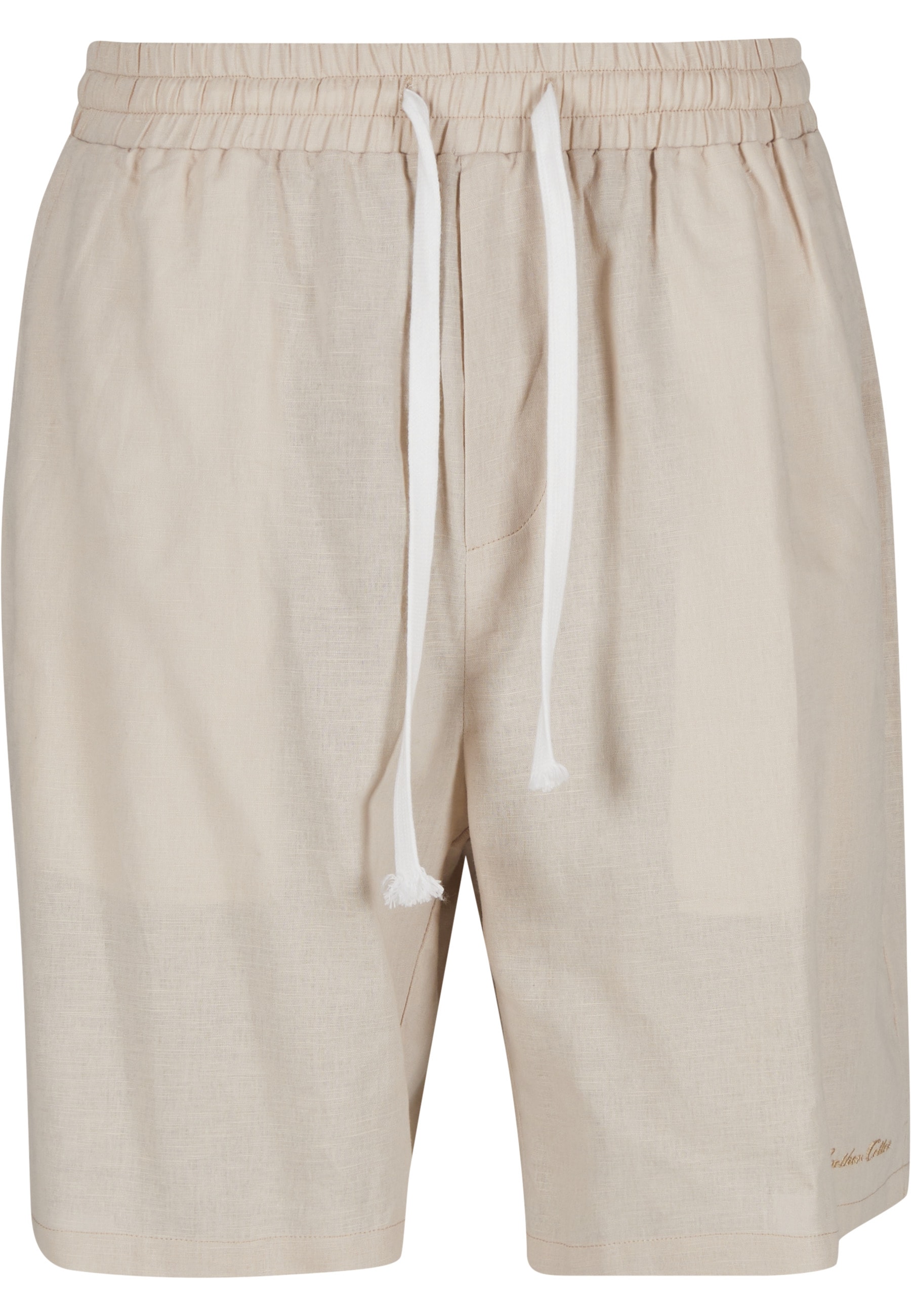 "Shorts ANOTHER COTTON LAB ""Another Cotton Lab Logo Stitched Linen Shorts"", Damen, Gr. M, US-Größen, beige, 55% Leinen, 45% Baumwolle, unifarben
