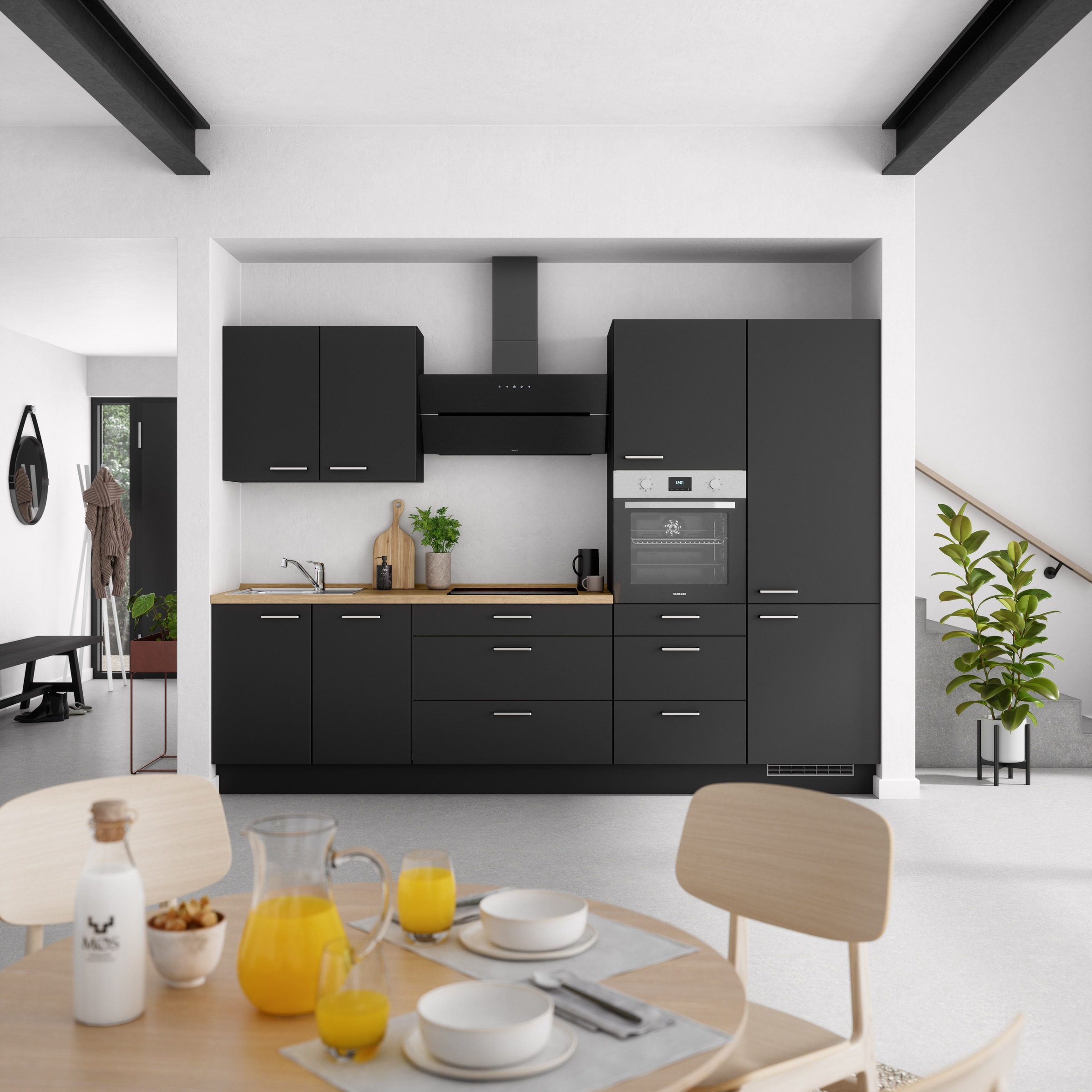 nobilia® Küchenzeile »"Touch II"« vormontiert, Ausrichtung wählbar, Breite 300 cm, wahlw. mit E-Geräten