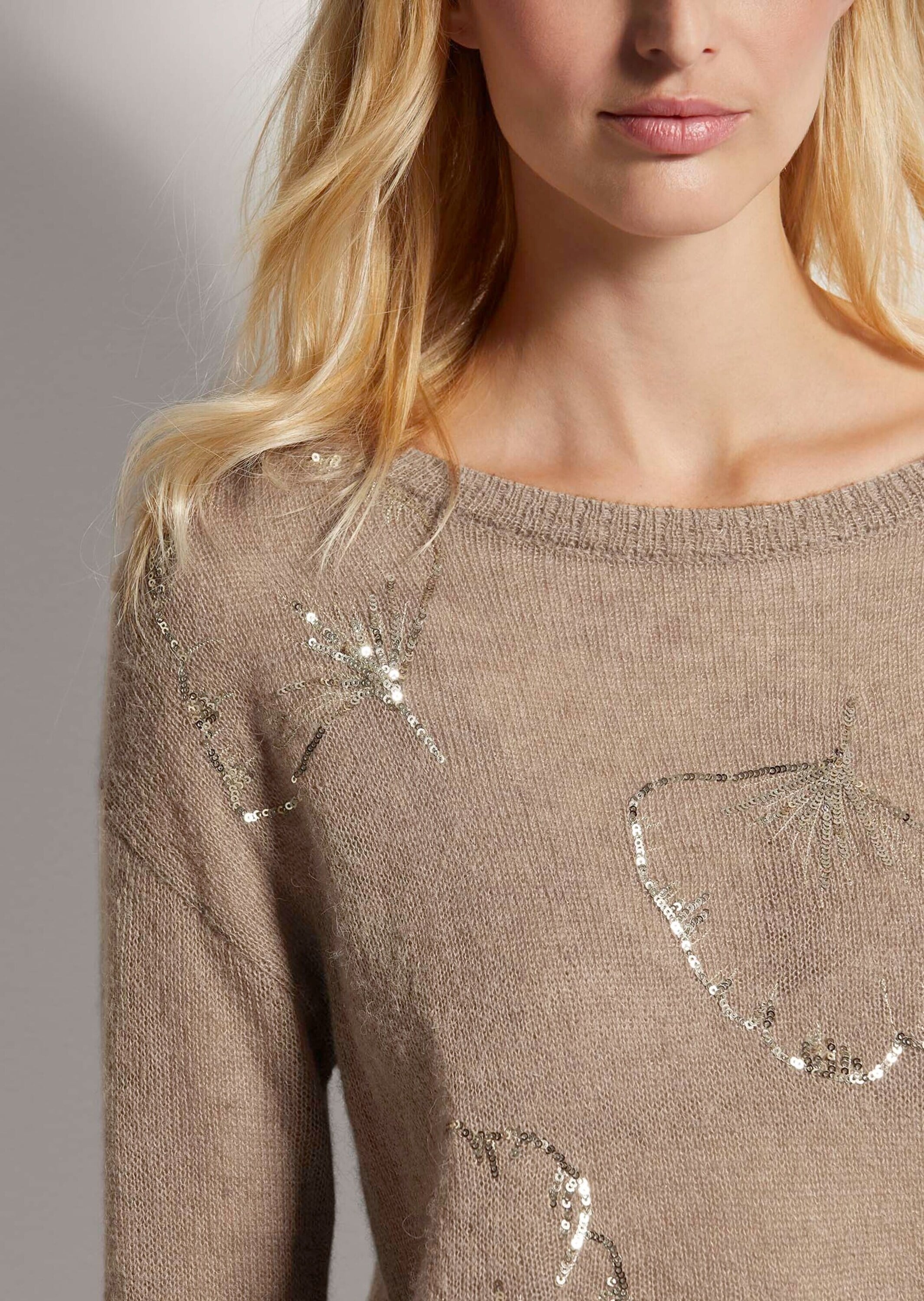 MADELEINE Longpullover »Pullover Rundhals-Pullover mit Pailletten«
