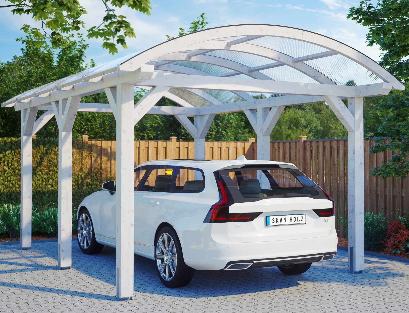 Skanholz Einzelcarport "Franken", Leimholz-Nordisches Fichtenholz, 300 cm, weiß