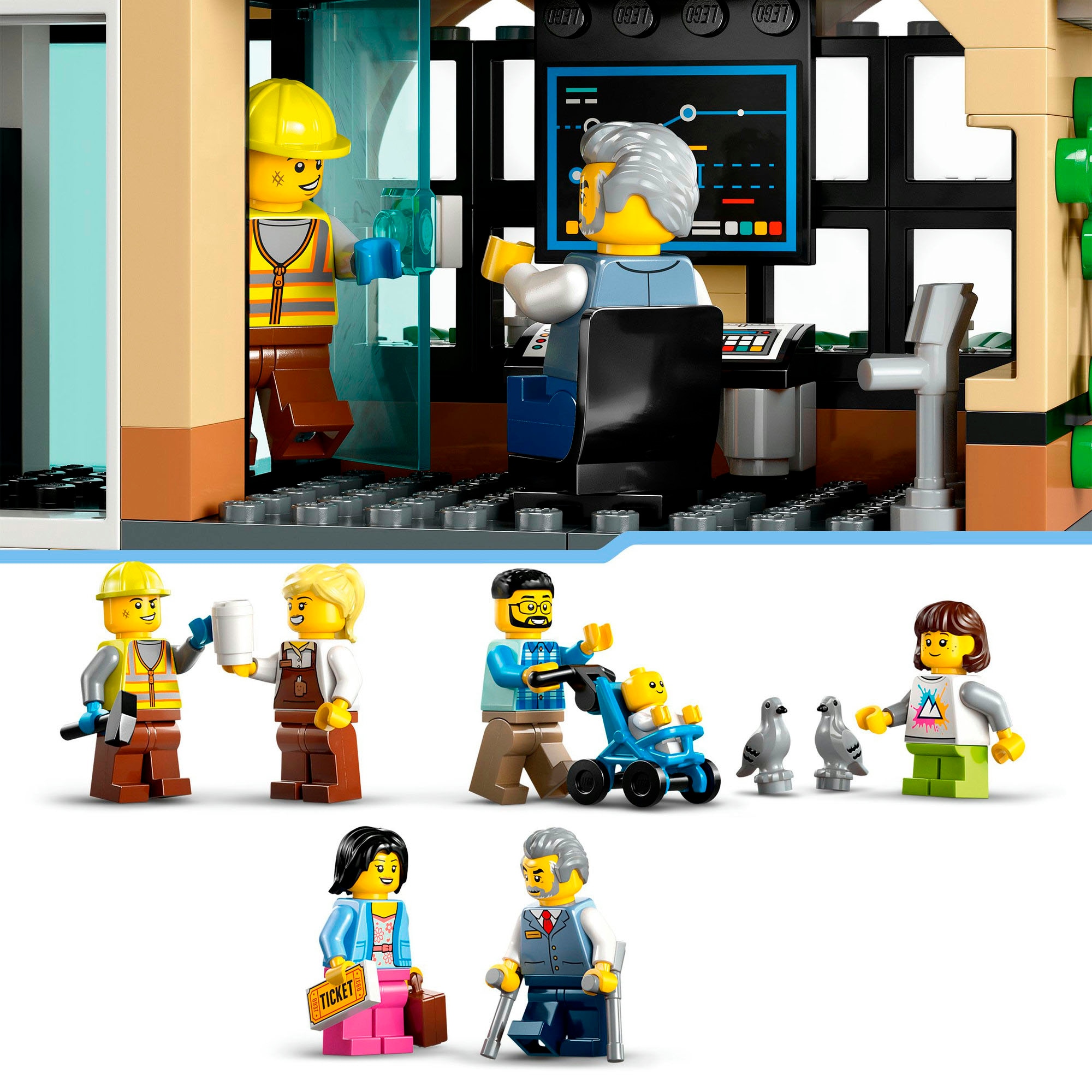 LEGO® Konstruktionsspielsteine »Hauptbahnhof (60469), LEGO City«, (752 St.), Made in Europe