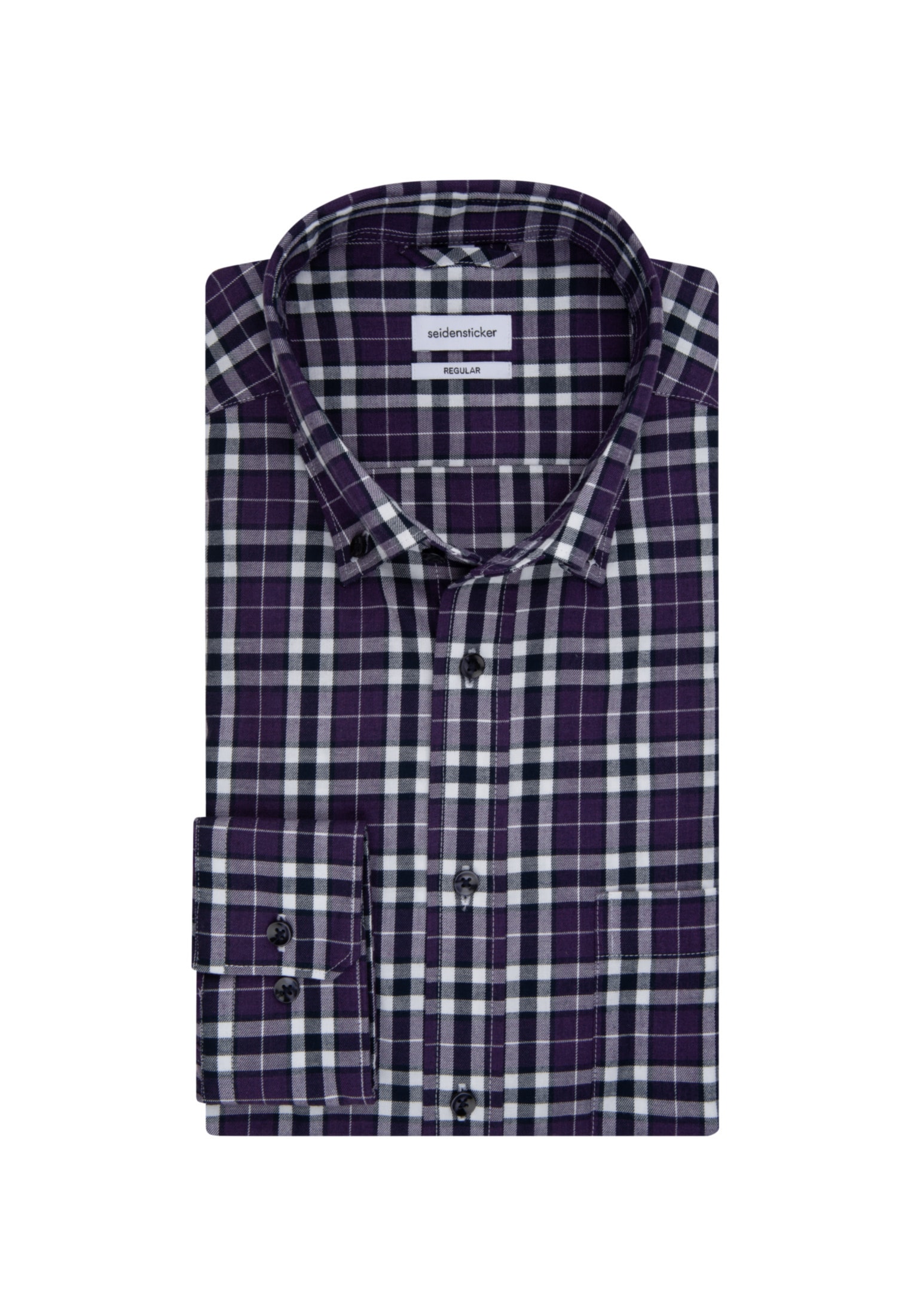seidensticker Flanellhemd »Regular«, Regular Langarm Button-Down-Kragen Karo