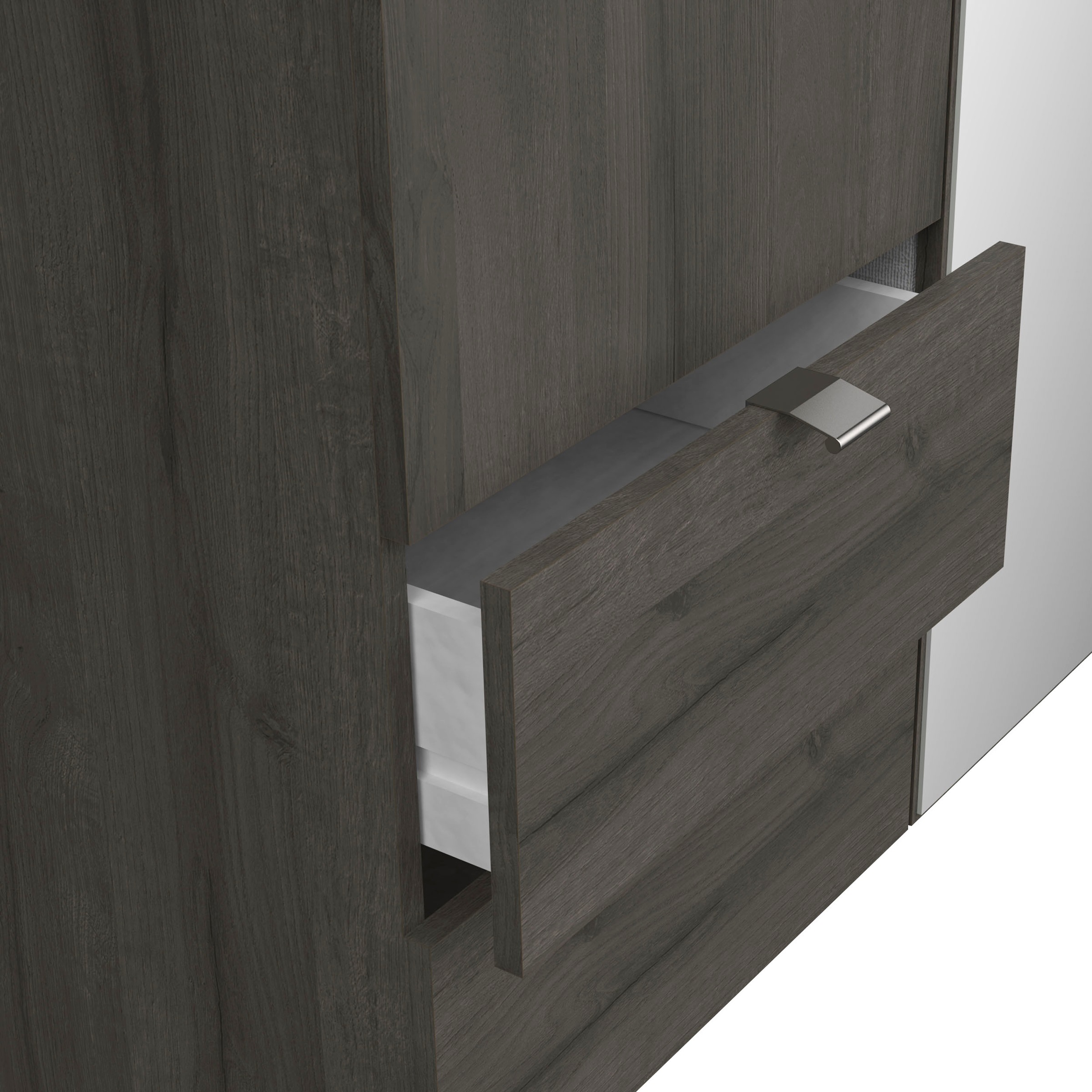 Demeyere GROUP Kleiderschrank »Mellie, mit Spiegel und 2 Schubladen, 3 Regale, 2 Kleiderstangen«, (H/B/ T ca. 191/134/52cm), maximaler Stauraum, Made in France