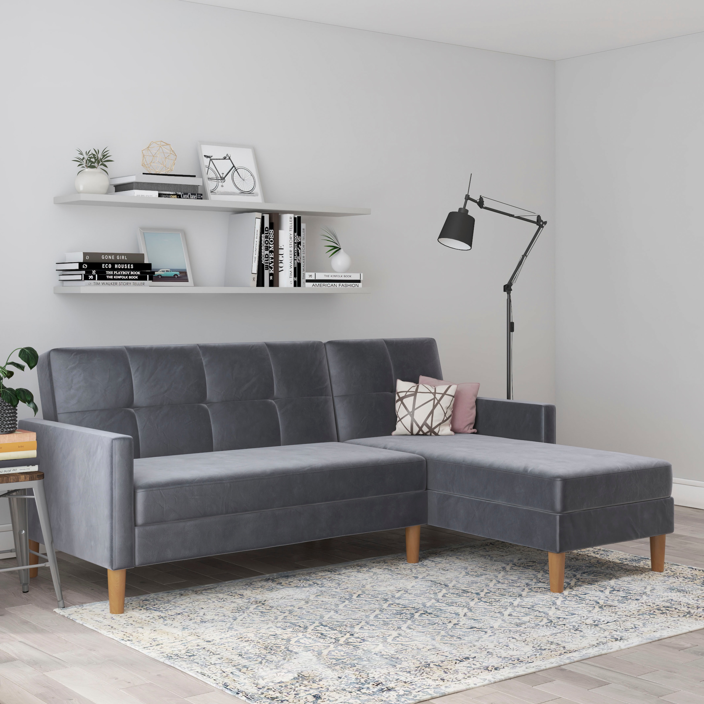Dorel Home Ecksofa »Lilly, L-Form,«, mit Bett-Funktion, Recamiere beidseitig montierbar, Sitzhöhe 43 cm