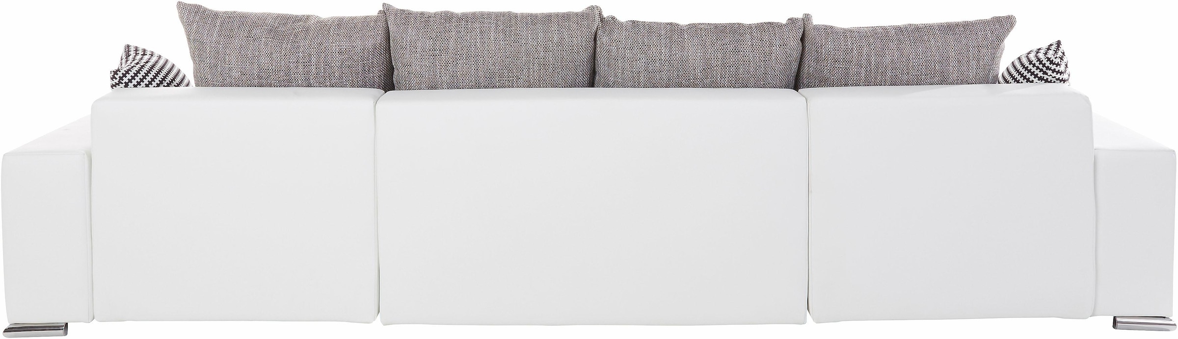 COLLECTION AB Wohnlandschaft »XL-Josy U-Form, Breite 313 cm, Kunstleder-Mix, Microfaser«, inkl. Bettfunktion, Bettkasten, mit 4 gleich großen Rückenkissen