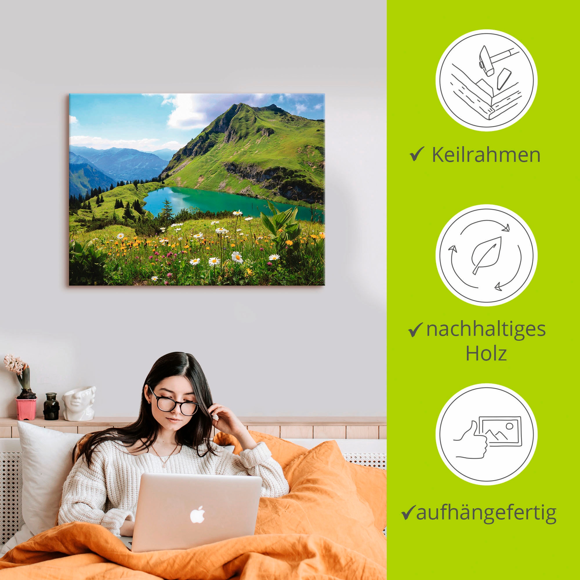 Artland Wandbild »Seealpsee«, Berge, (1 St.), als Leinwandbild, Poster, Wandaufkleber in verschied. Größen