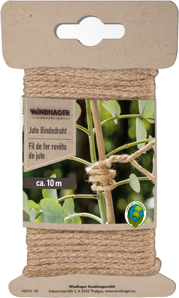 Windhager Pflanzschnur "Pflanzenbinder auf Jute-Bindedraht" Pflanzendraht, 10 m x 3 mm, natur