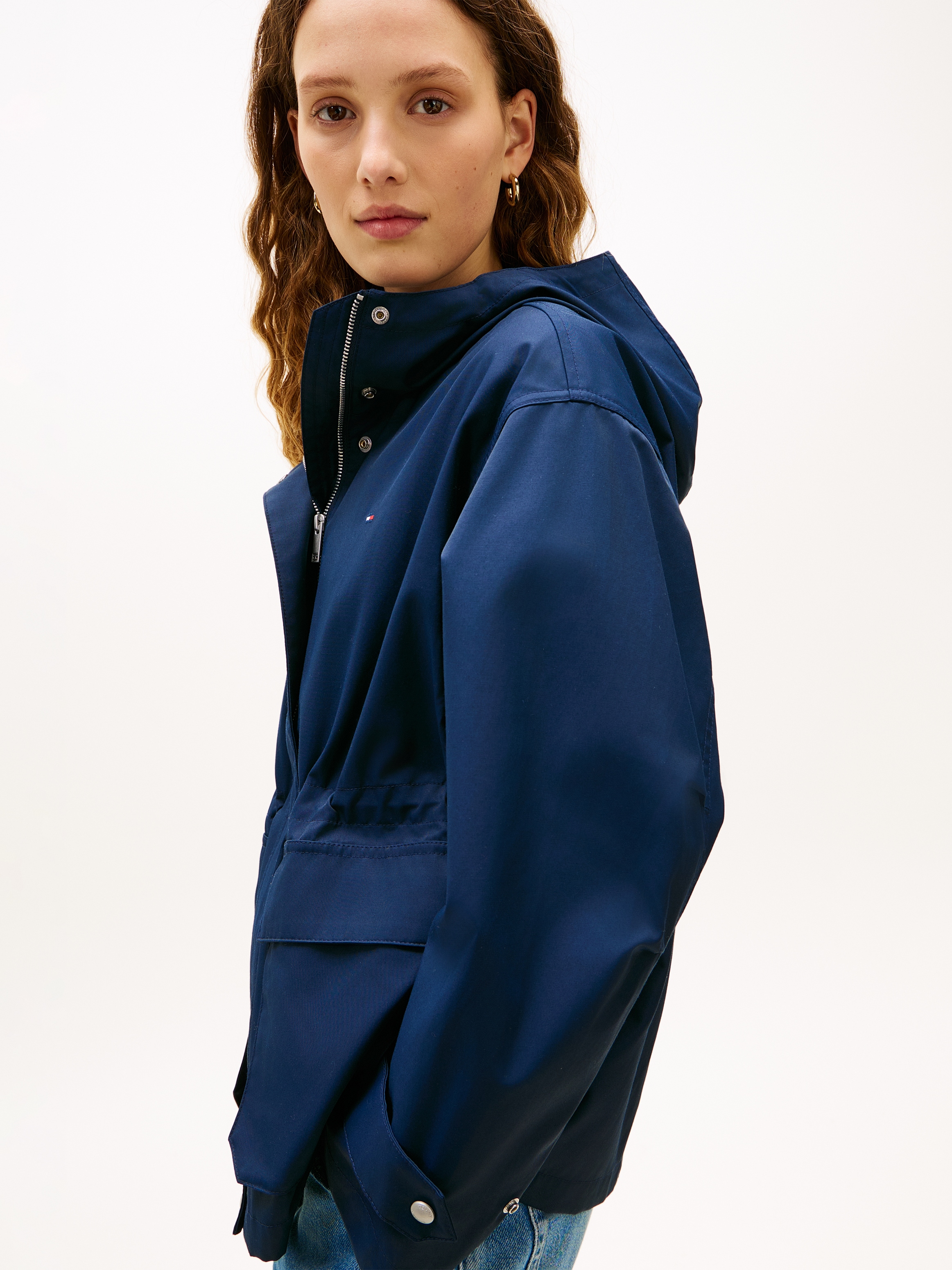 Tommy Hilfiger Outdoorjacke »COTTON NYLON UTILITY SHORT PARKA« mit Kapuze mit verdecktem Reißverschluss