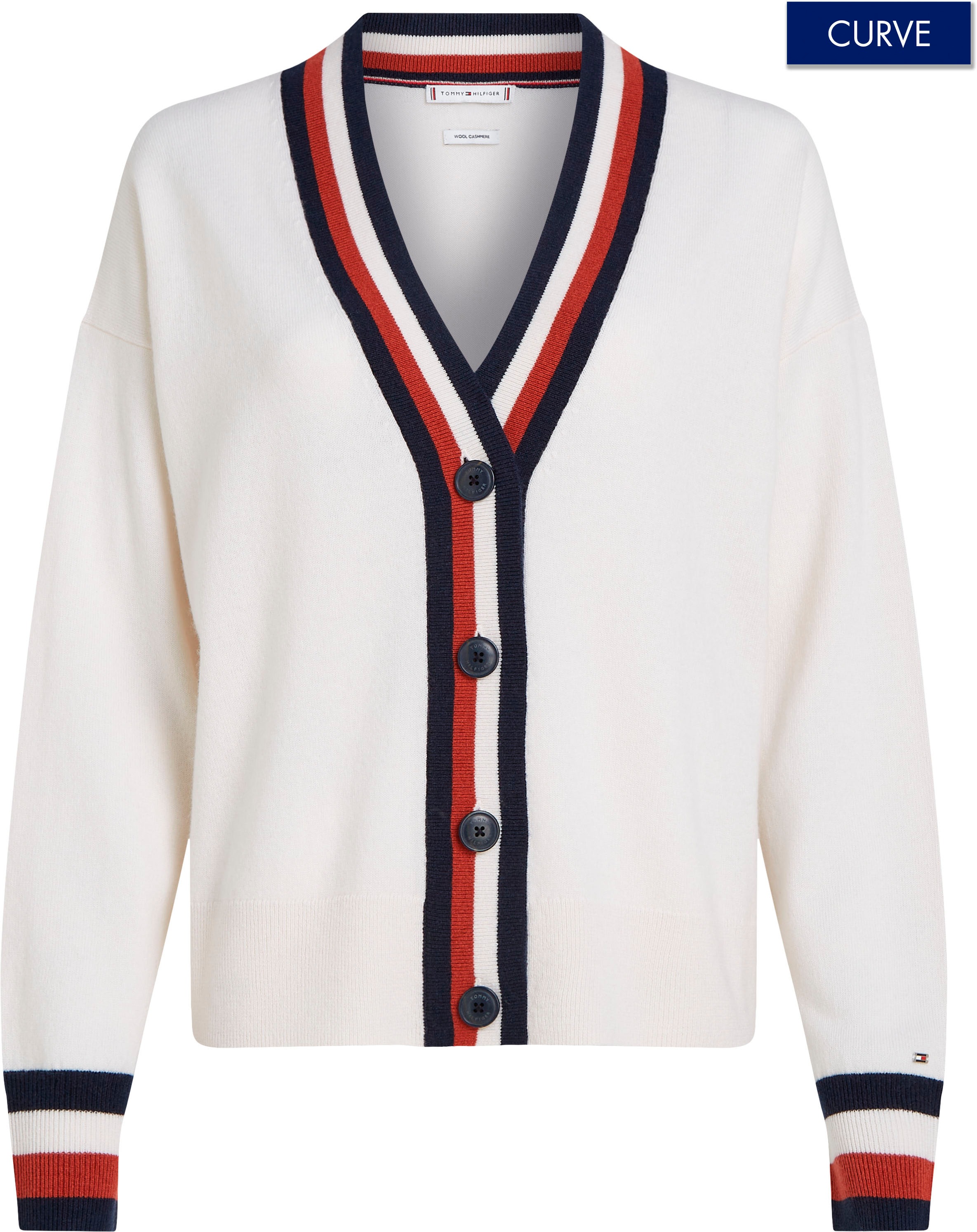 Tommy Hilfiger Curve Strickjacke "CRV GLOBAL STP WOOL CASH CARDI", Große Größen