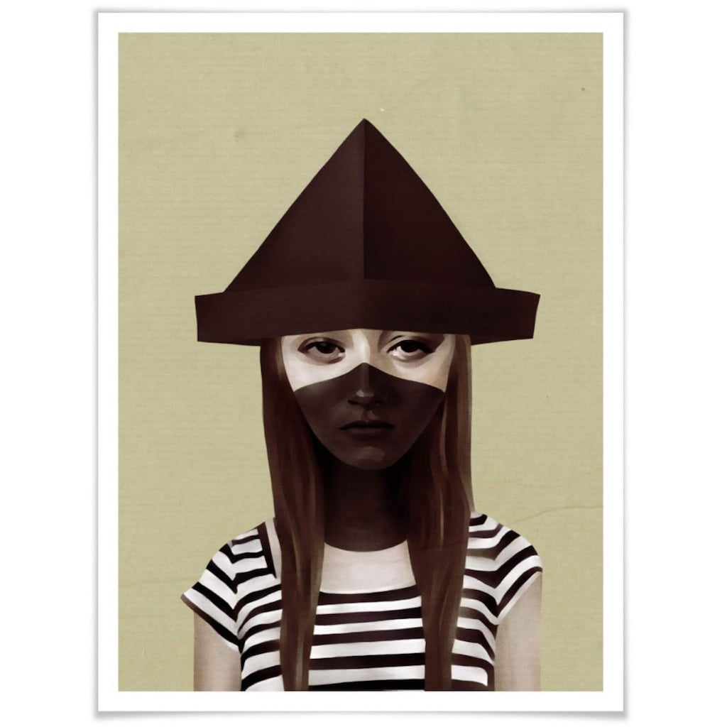 Wall-Art Poster »Frau Sailor Matrose Papierhut«, Gesicht, (1 St.)