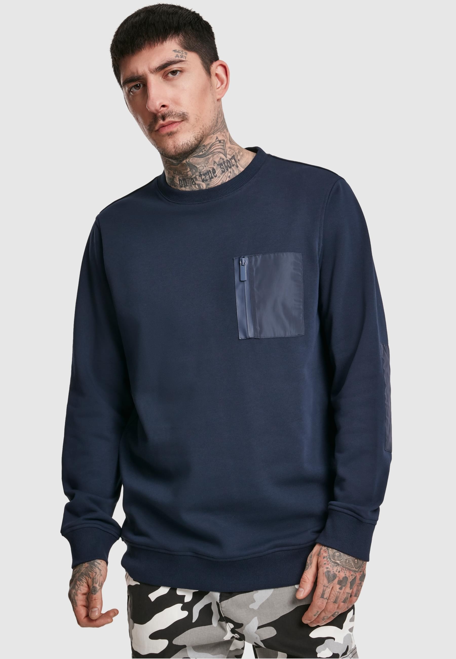 URBAN CLASSICS Rundhalspullover »Urban Classics Herren Military Crew«, (1 tlg.)
