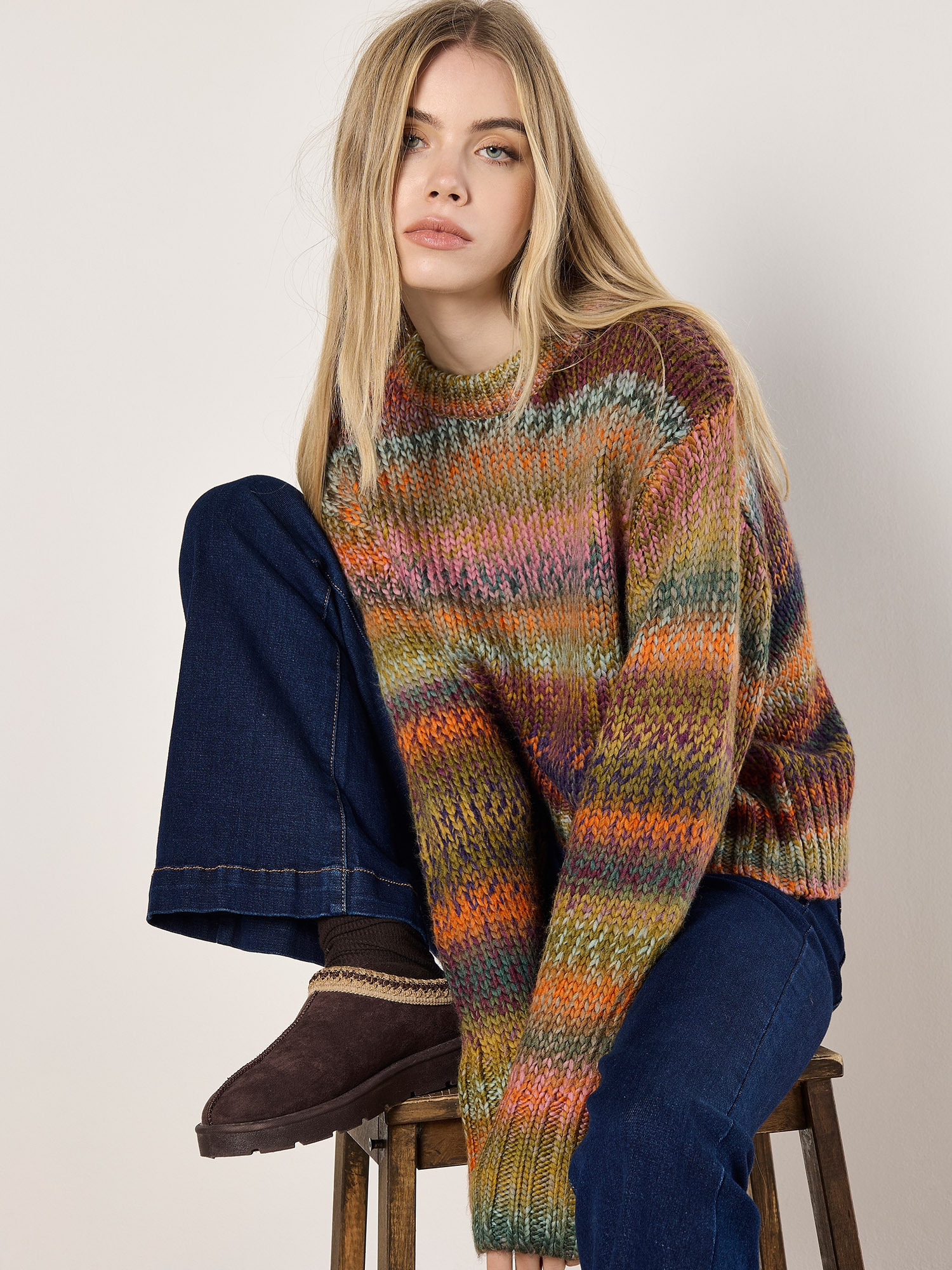 Apricot Strickpullover »Multicolor Pullover« aus Grobstrick