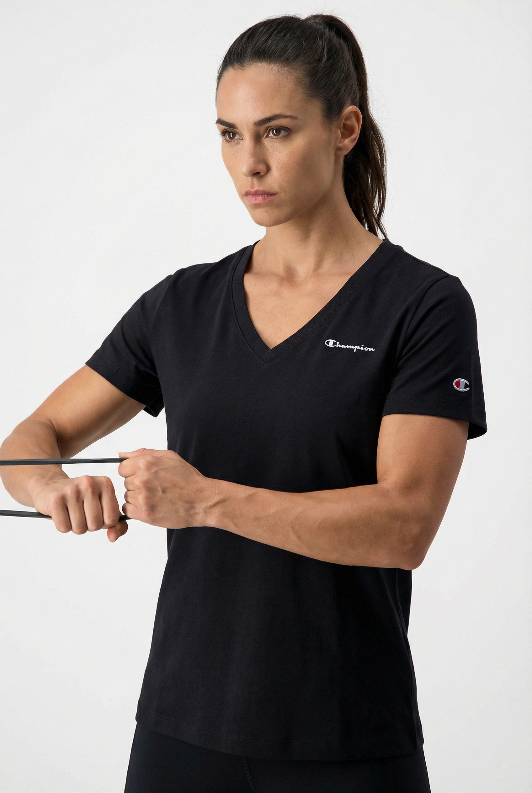 Champion T-Shirt "ICONS CONTRAST V-Neck T-Shirt" sportlicher Stil, mit Rundhalsausschnitt, Kurzarmdesign, aus Baumwolle