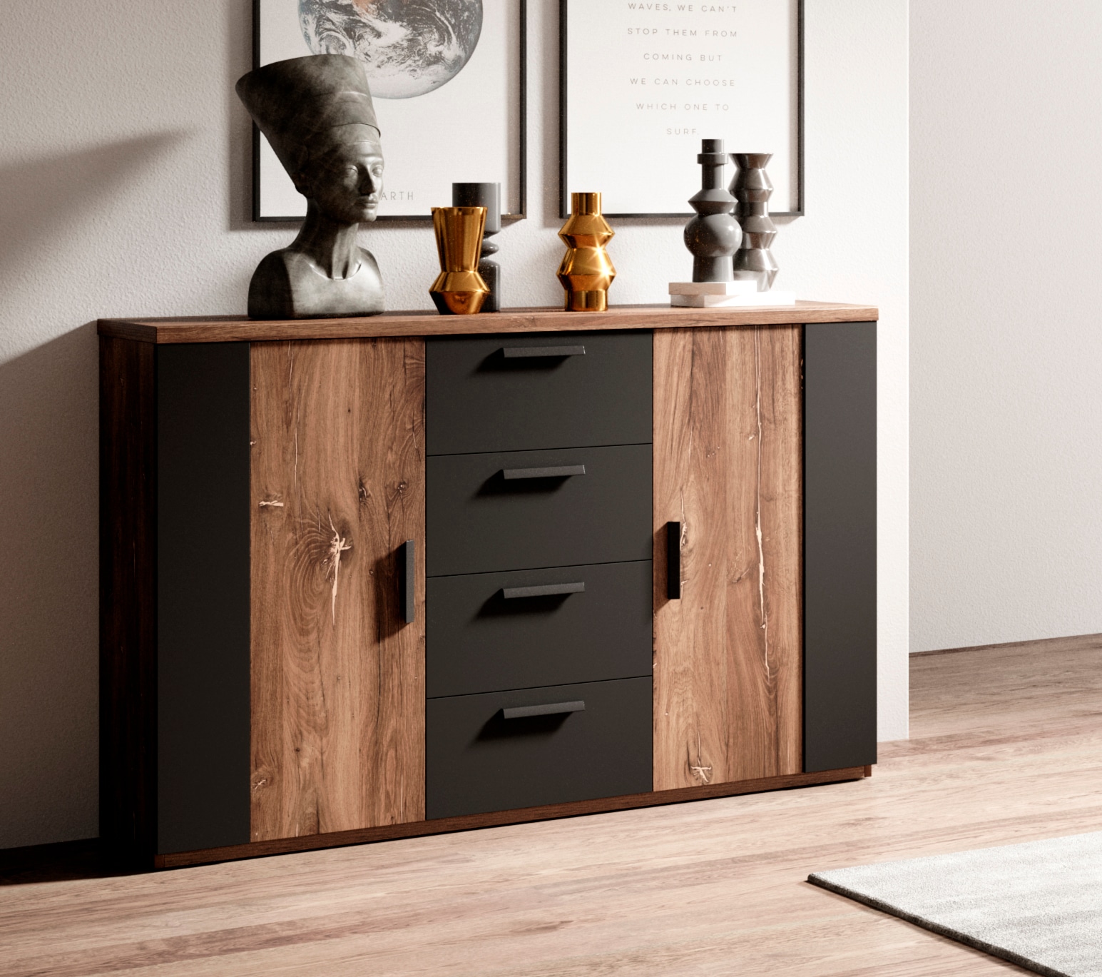 Helvetia Sideboard »Sigma«, 2-türig und mit 4 Schubladen