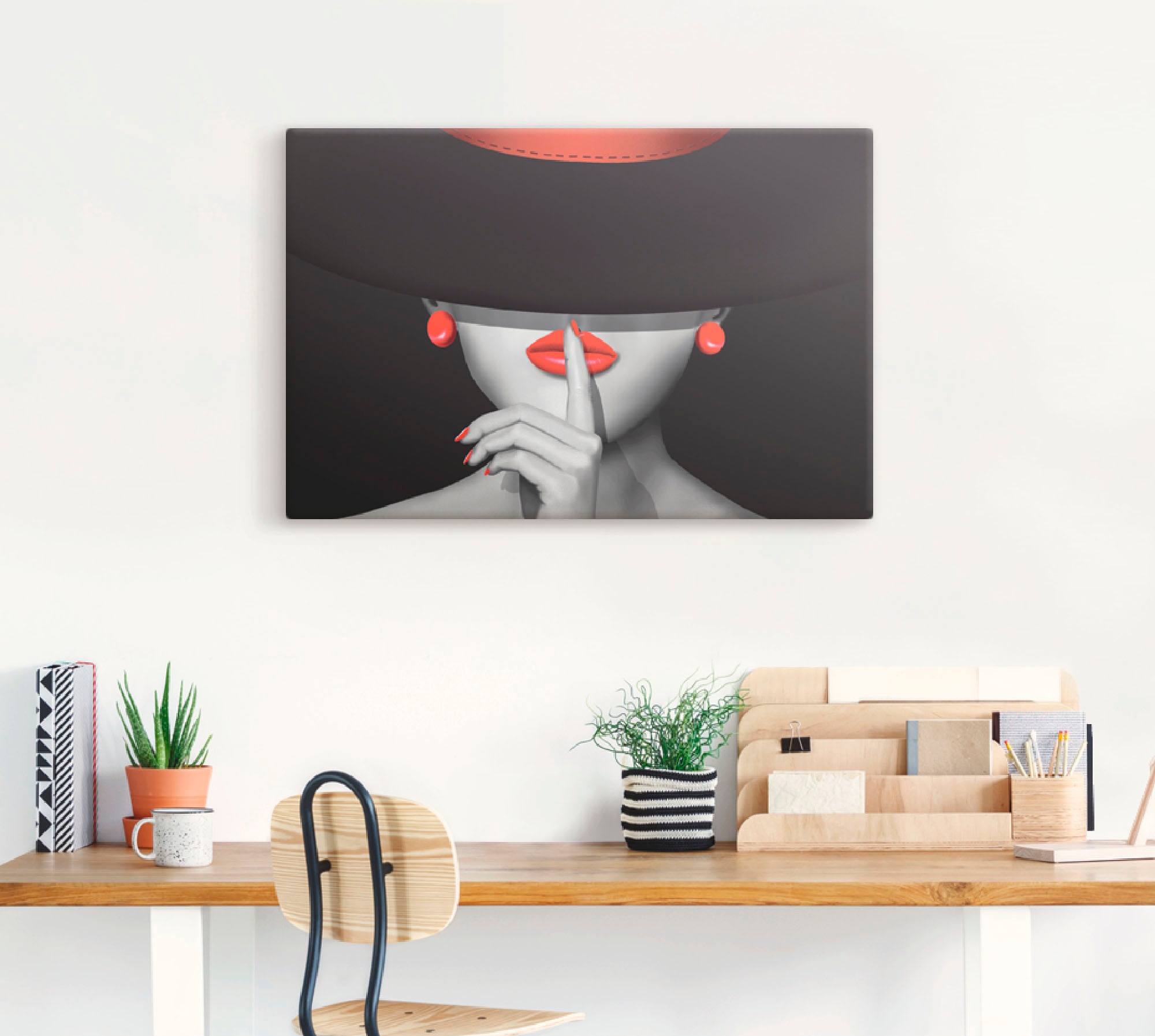 Artland Leinwandbild "Sei still" Frau 1 Stk. tlg. auf Holzrahmen gespannt günstig online kaufen