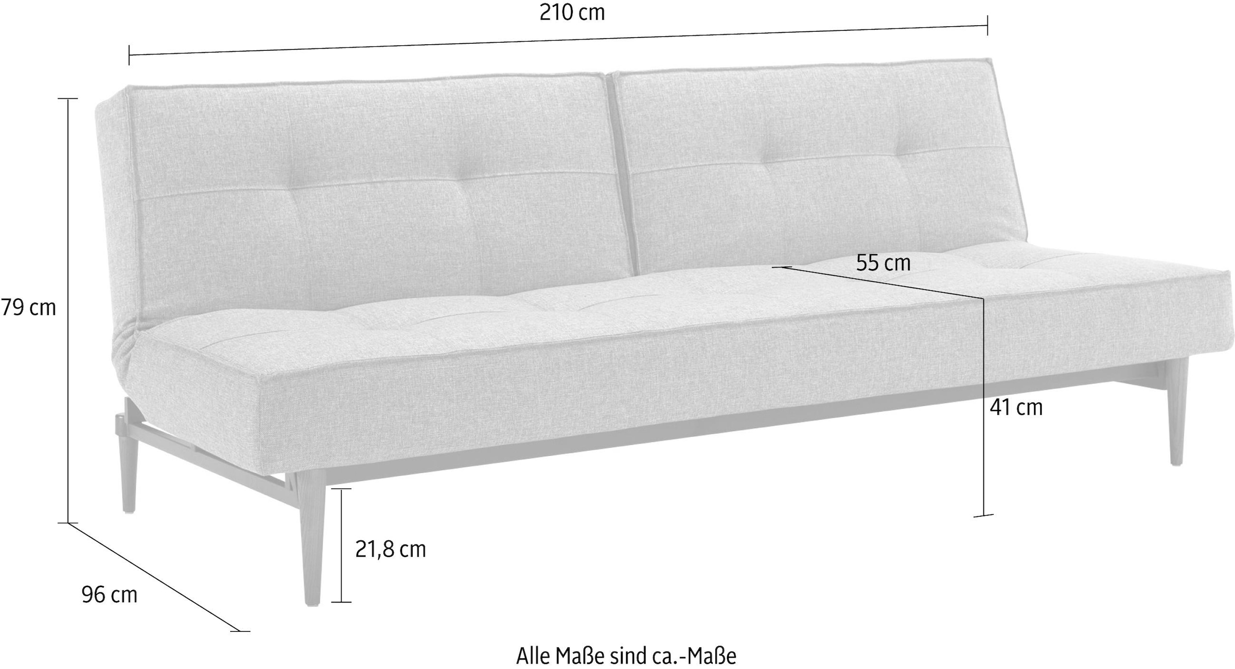 INNOVATION LIVING ™ Schlafsofa »Splitback bequem durch Federkern, Rückenlehne verstellbar,«, mit dunklen Styletto Beinen, in skandinavischen Design