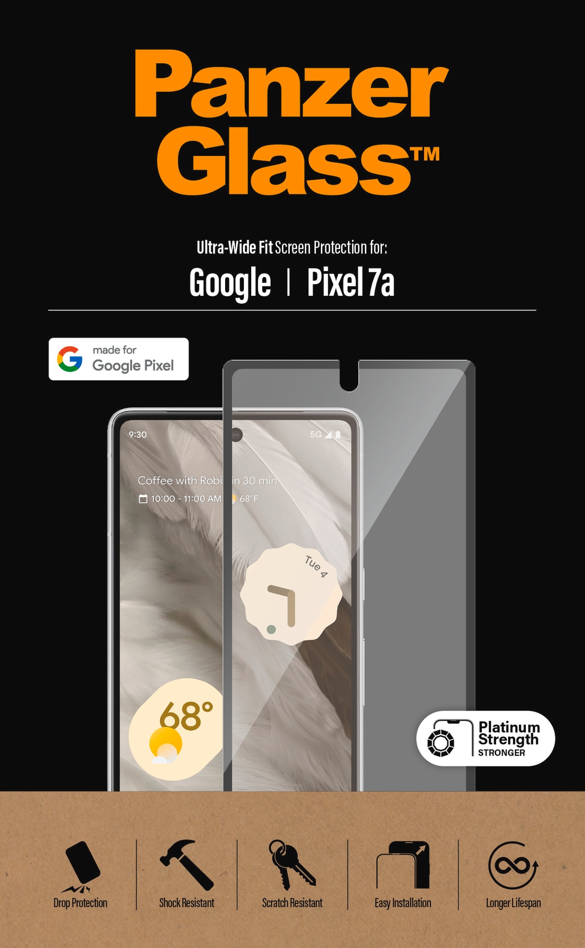 PanzerGlass Displayschutzglas »Screen Protector Ultra Wide Fit«, für Google Pixel 7a