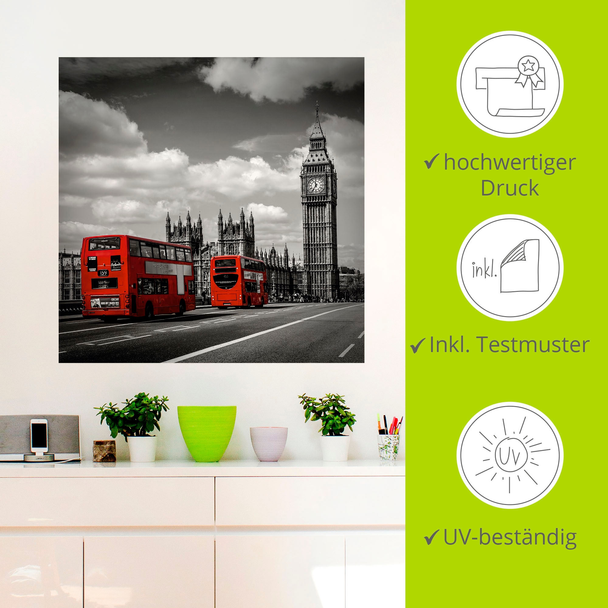 Artland Wandbild »Typisch London«, London, (1 St.), als Leinwandbild, Poster, Wandaufkleber in verschied. Größen