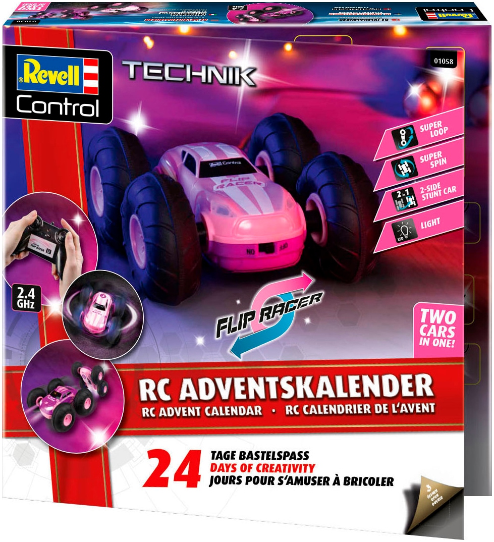 Revell® Spielzeug-Adventskalender »Flip Racer, ferngesteuertes RC Auto zum Selberbauen«, ab 6 Jahren, mit LED-Beleuchtung