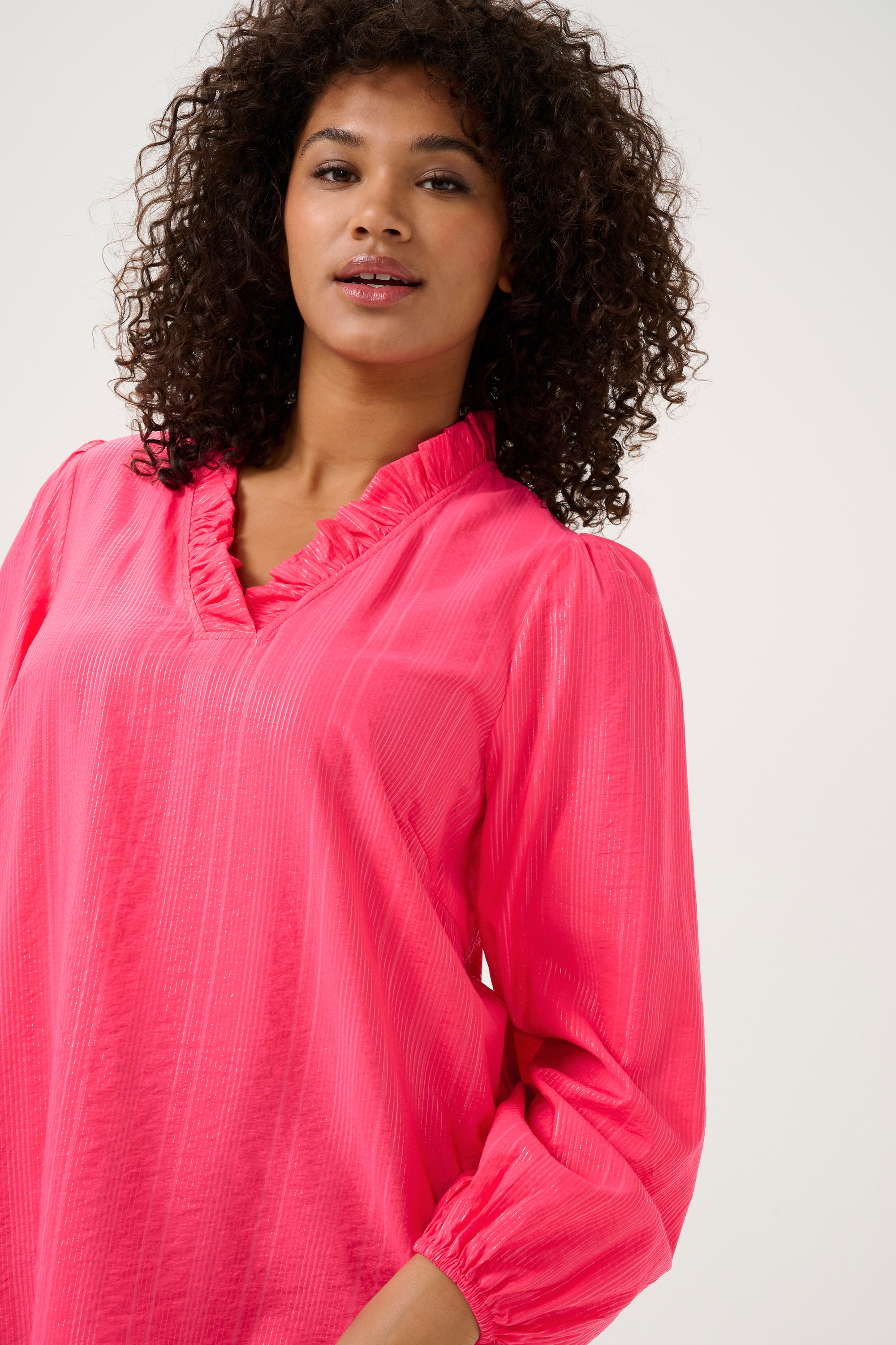 KAFFE Curve Langarmbluse »Damen Langarm-Bluse KCanni«