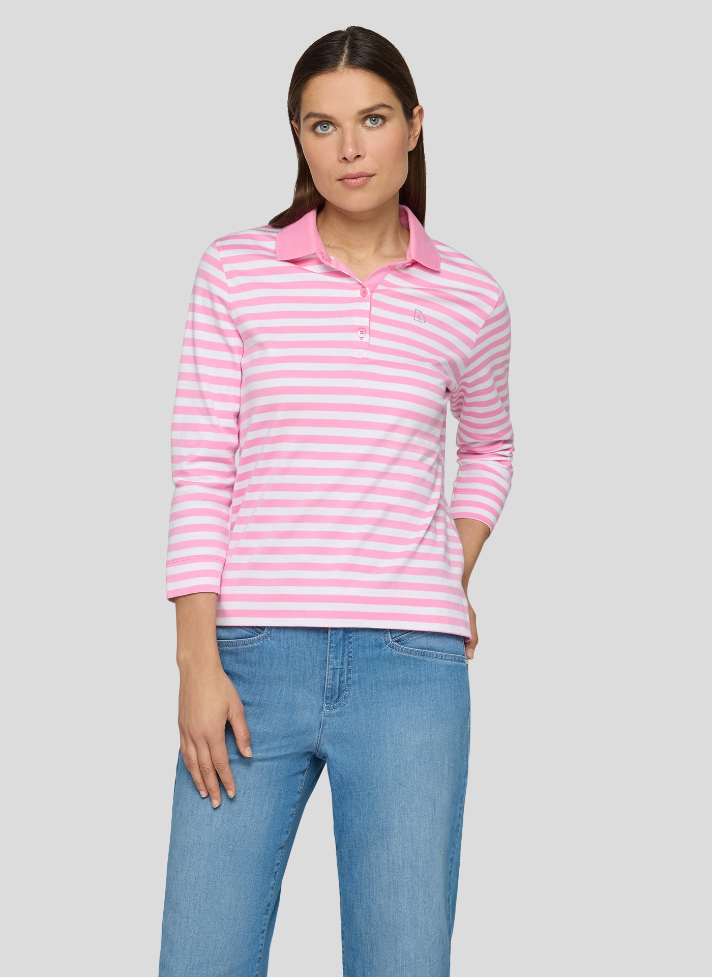 Print-Shirt RABE "T-Shirt", Damen, Gr. 44, rosa, 100%Baumwolle, geringelt, tailliert, Shirts