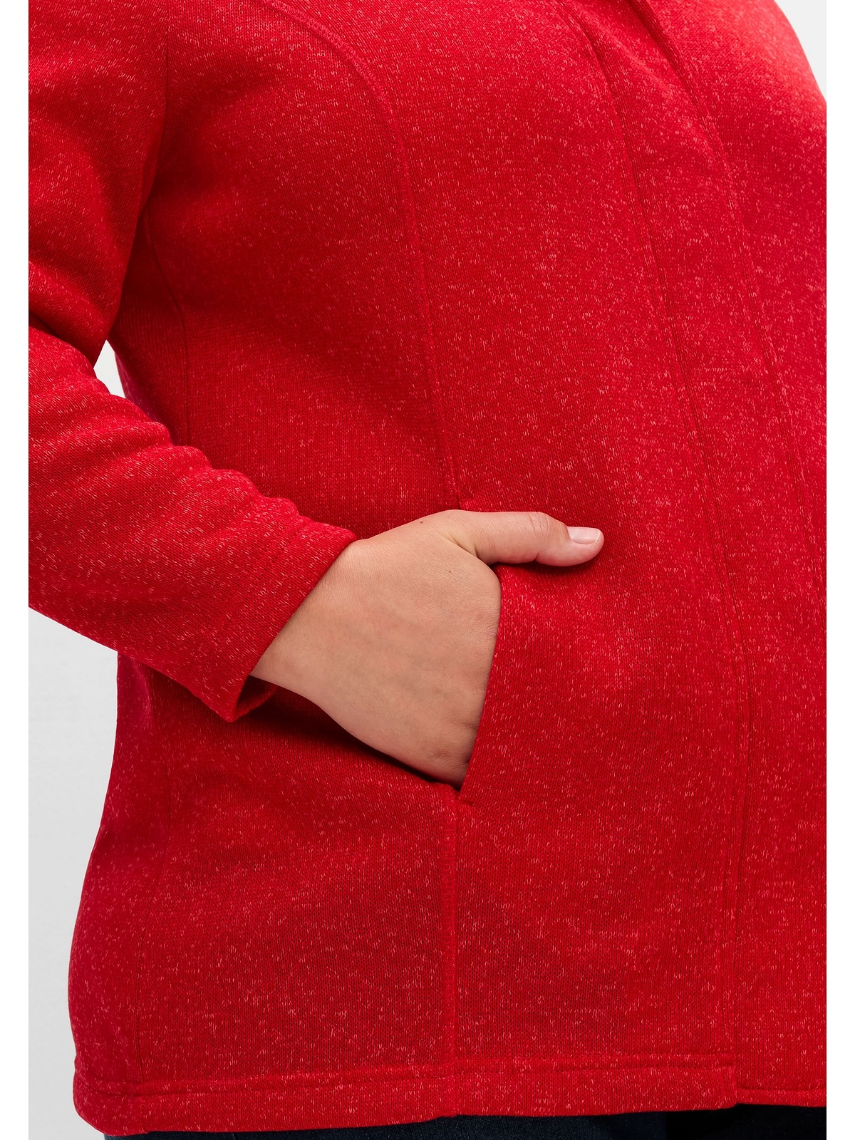 Sheego Fleecejacke »Große Größen«, ohne Kapuze, aus meliertem Strickfleece