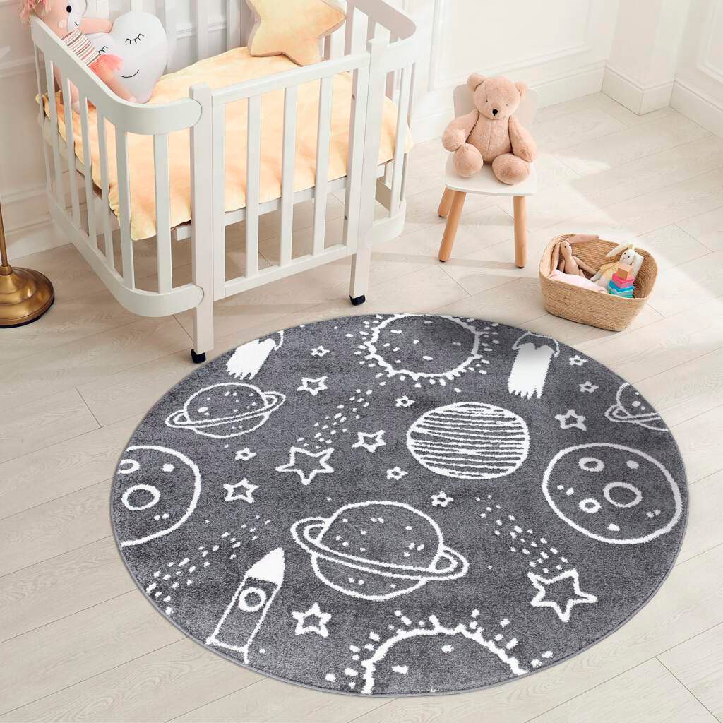 Carpet City Kinderteppich "ANIME912", rund, 11 mm Höhe, Kinderzimmer Teppich Modern mit lustigen Cartoon-Figuren, Multi