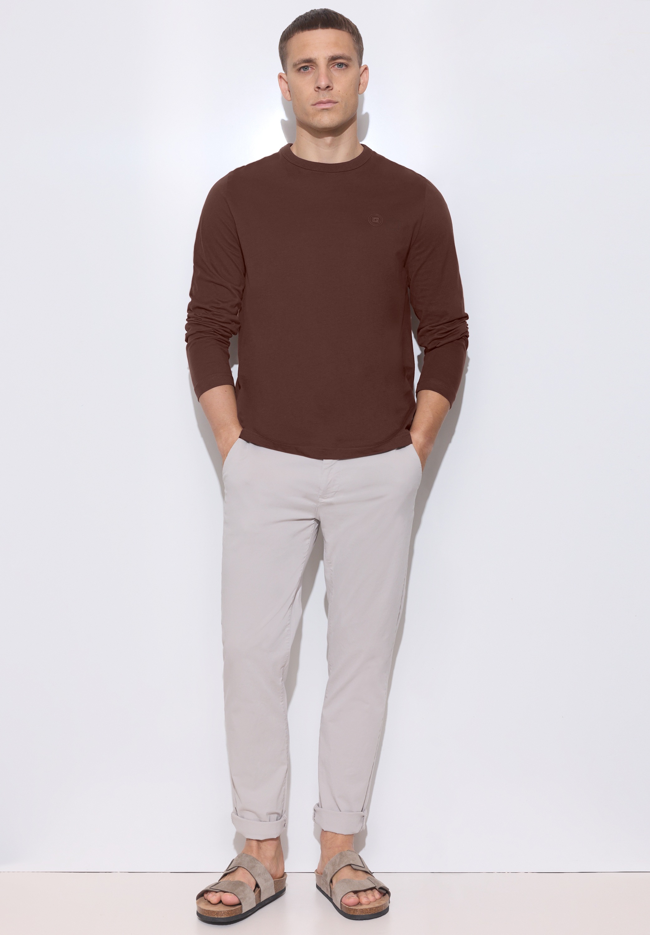 STREET ONE MEN Langarmshirt aus reiner Baumwolle