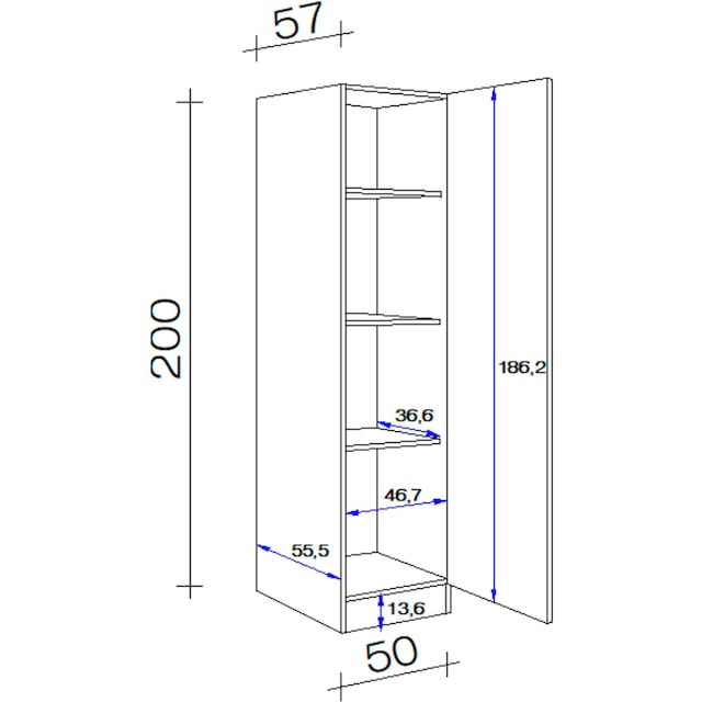 | H 57 viel Stauraum Flex-Well BAUR (B x für cm, Seitenschrank x 50 x 200 T) »Nano«, bestellen x