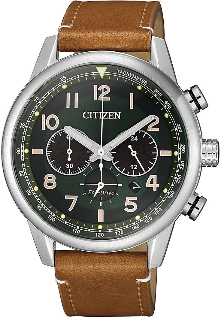 Citizen Chronograph »CA4420-21X«, Armbanduhr, Herrenuhr, Solar, Stoppfunktion, Lederarmband